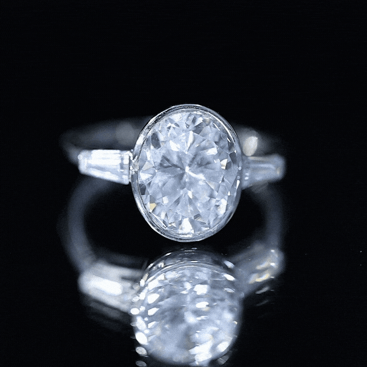 IGI Certified 3 Carat Solitaire Lab Grown Diamond Oblong Engagement Ring Lab - ( E-VS1 ) - Rosec Jewels