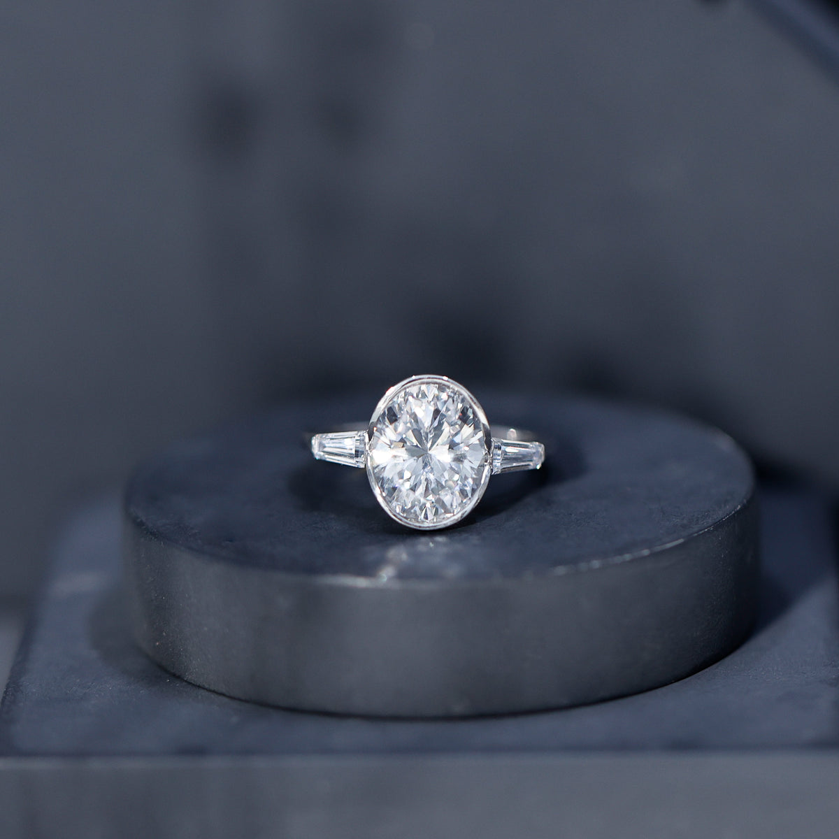 IGI Certified 3 Carat Solitaire Lab Grown Diamond Oblong Engagement Ring Lab - ( E-VS1 ) - Rosec Jewels