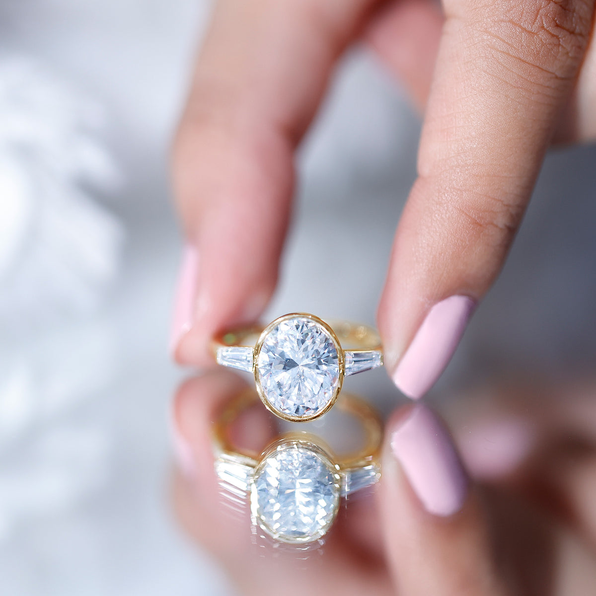 IGI Certified 3 Carat Solitaire Lab Grown Diamond Oblong Engagement Ring Lab - ( E-VS1 ) - Rosec Jewels
