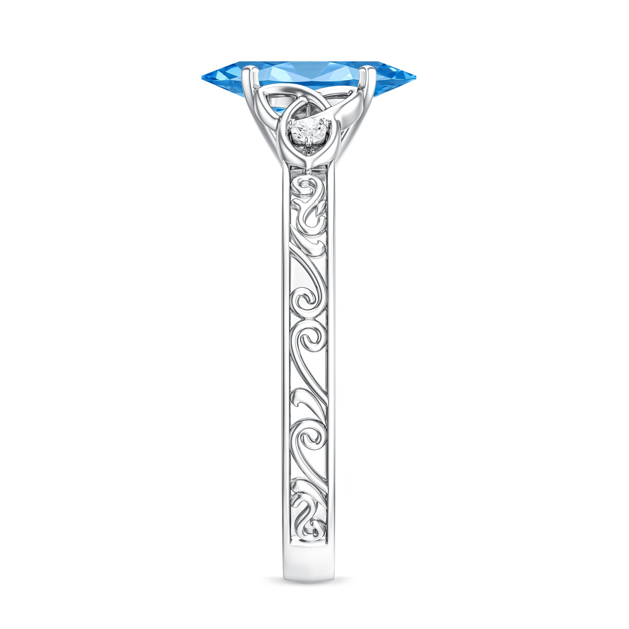 Rosec Jewels-IGI Certified Vintage Looking 1 Carat Lab Blue Diamond Knot Engagement Ring