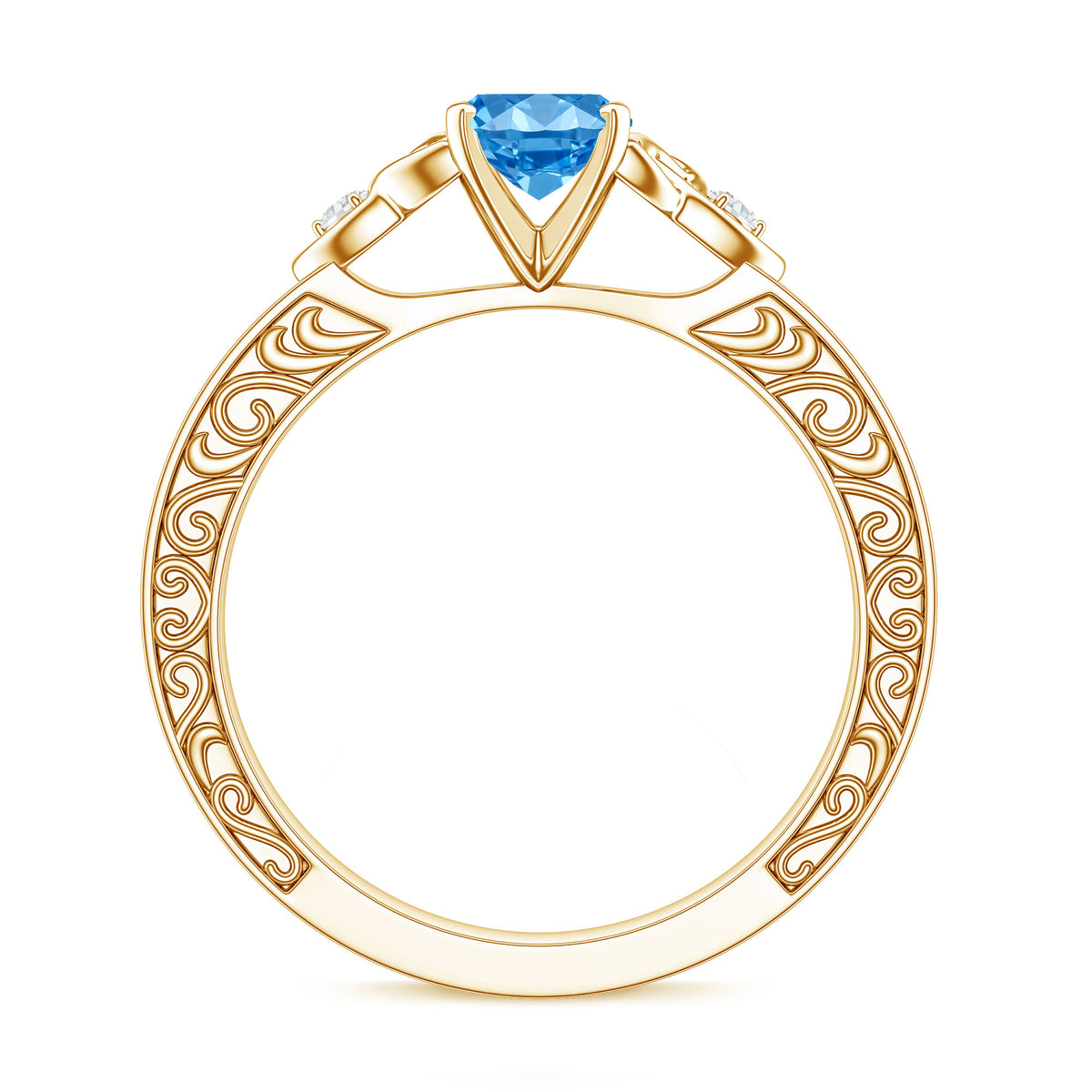 IGI Certified 1 Carat Marquise Lab Grown Blue Diamond Celtic Knot Engagement Ring Vivid Blue - VS1 - Rosec Jewels