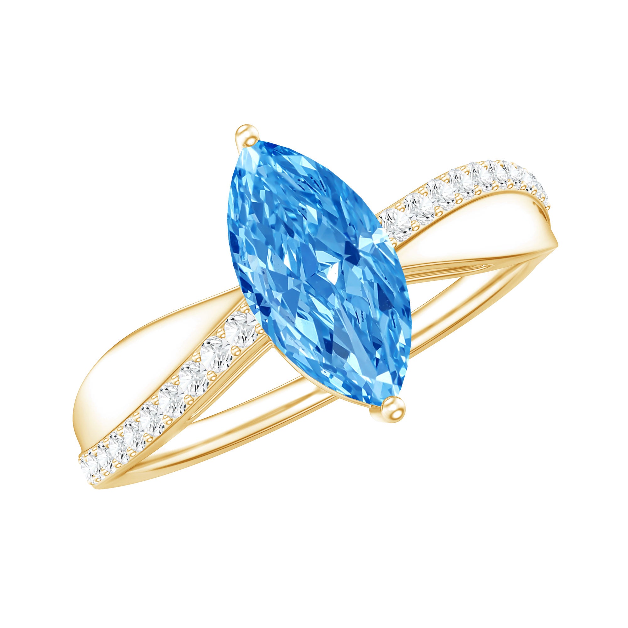 Rosec Jewels-IGI Certified 1 Carat Lab Grown Blue Diamond Marquise Engagement Ring for Women