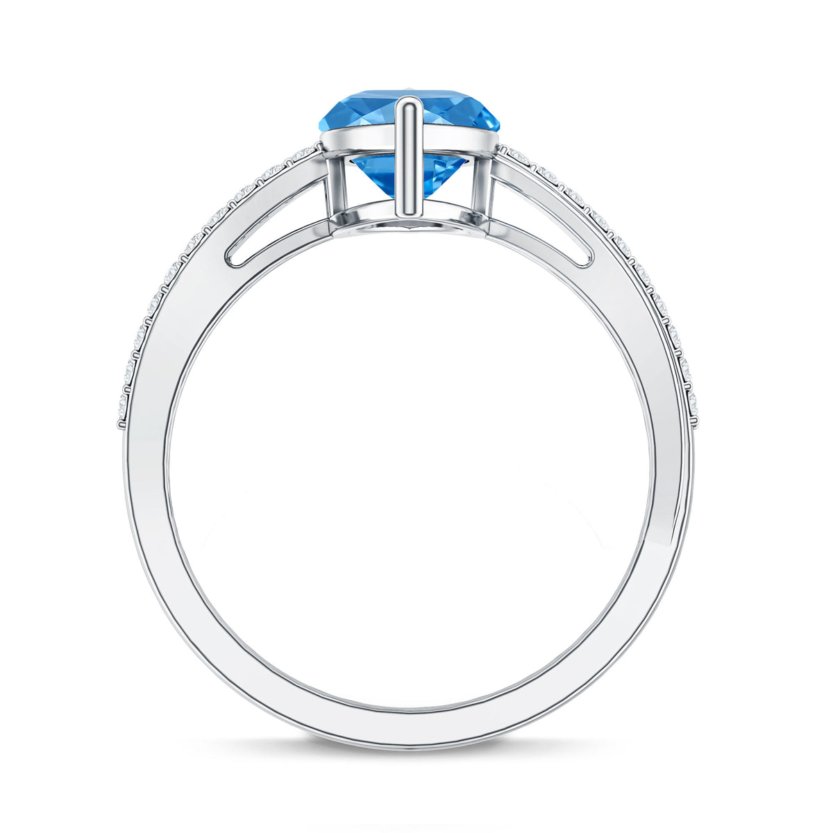 IGI Certified 2 Carat Marquise Lab Grown Blue Diamond Engagement Ring with Side Stones Vivid Blue - VS1 - Rosec Jewels