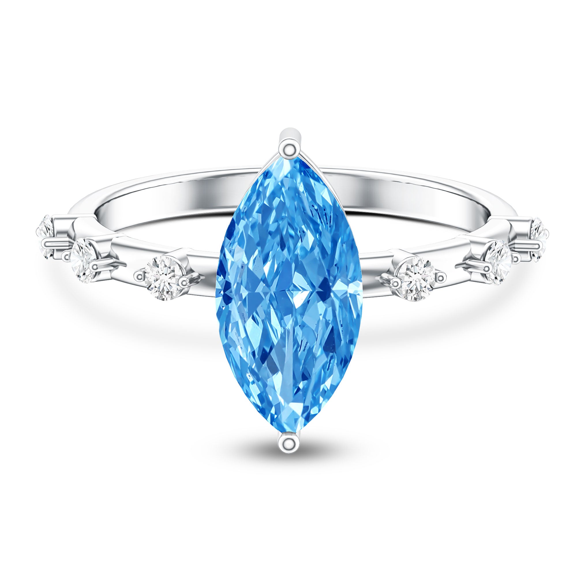 Rosec Jewels-Lab Grown 2 Carat Blue Diamond Marquise Cut Engagement Ring with IGI Certificate