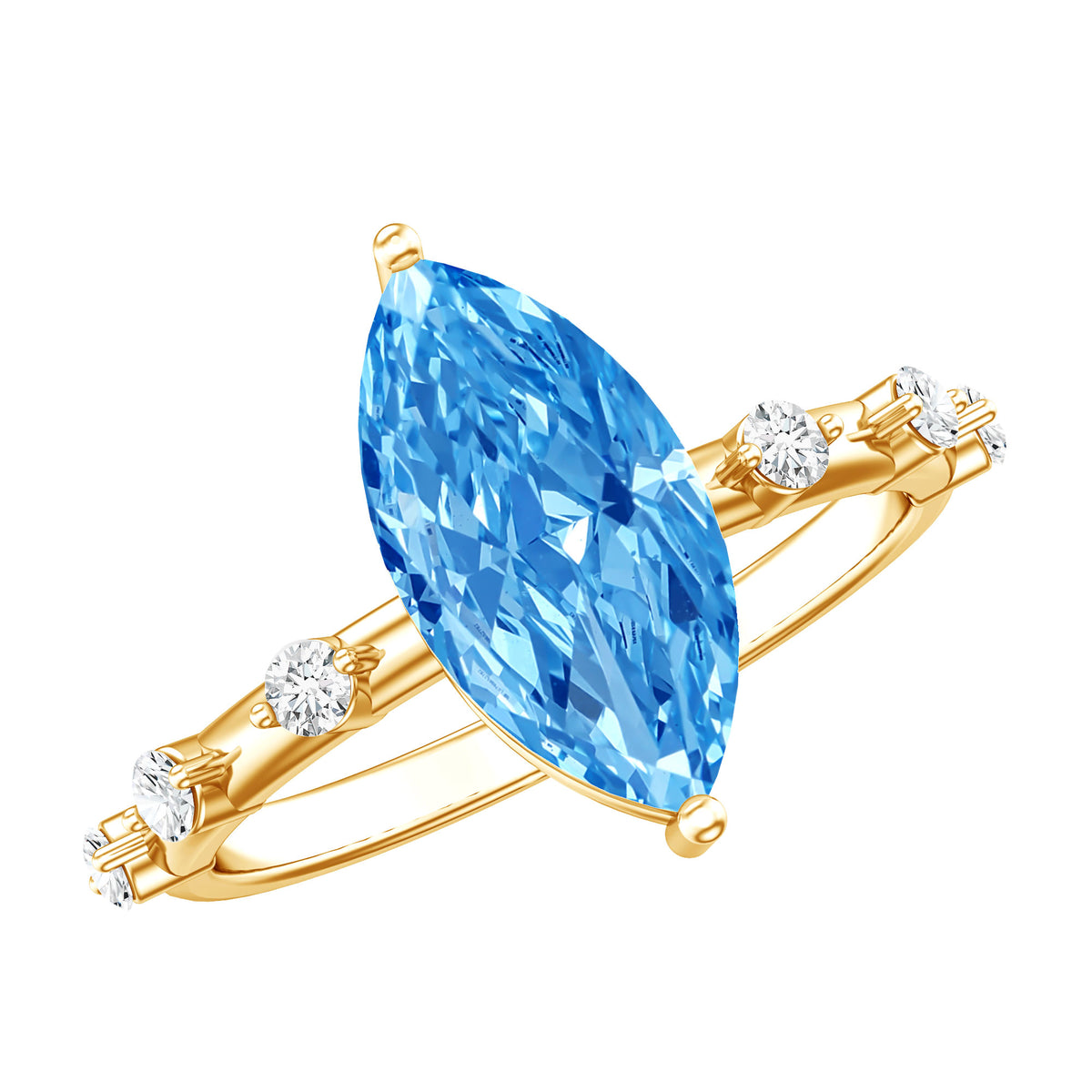 2 Carat Marquise Lab Grown Blue Diamond Engagement Ring with IGI Certificate Vivid Blue - VS1 - Rosec Jewels
