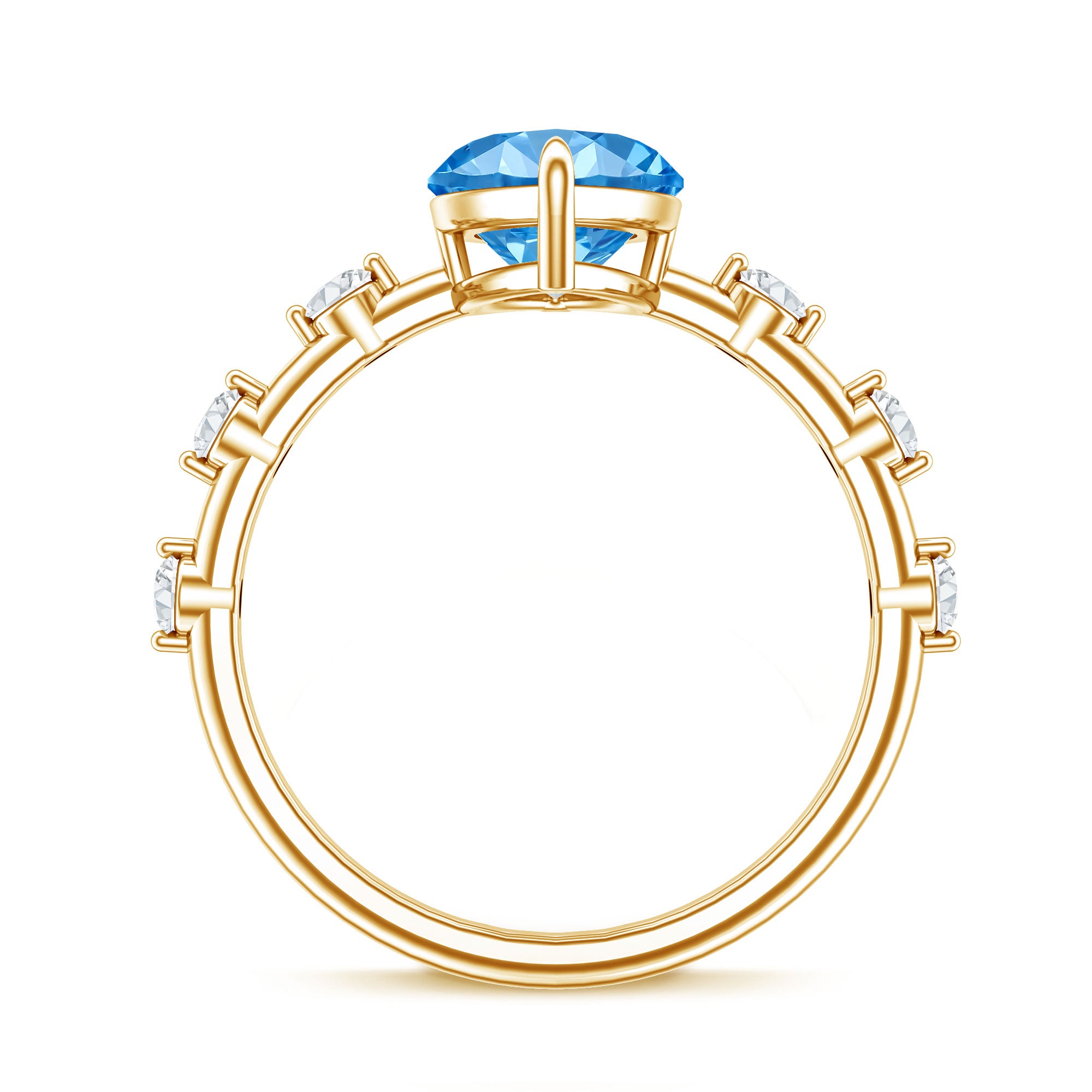 Rosec Jewels-IGI Certified 3 Carat Lab Grown Blue Diamond Marquise Engagement Ring with Spaced Accent