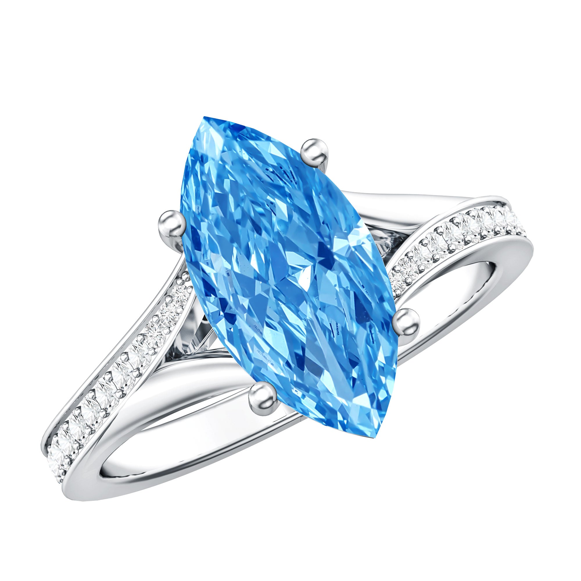 Rosec Jewels-IGI Certified 2 Carat Lab Grown Blue Diamond Split Shank Engagement Ring