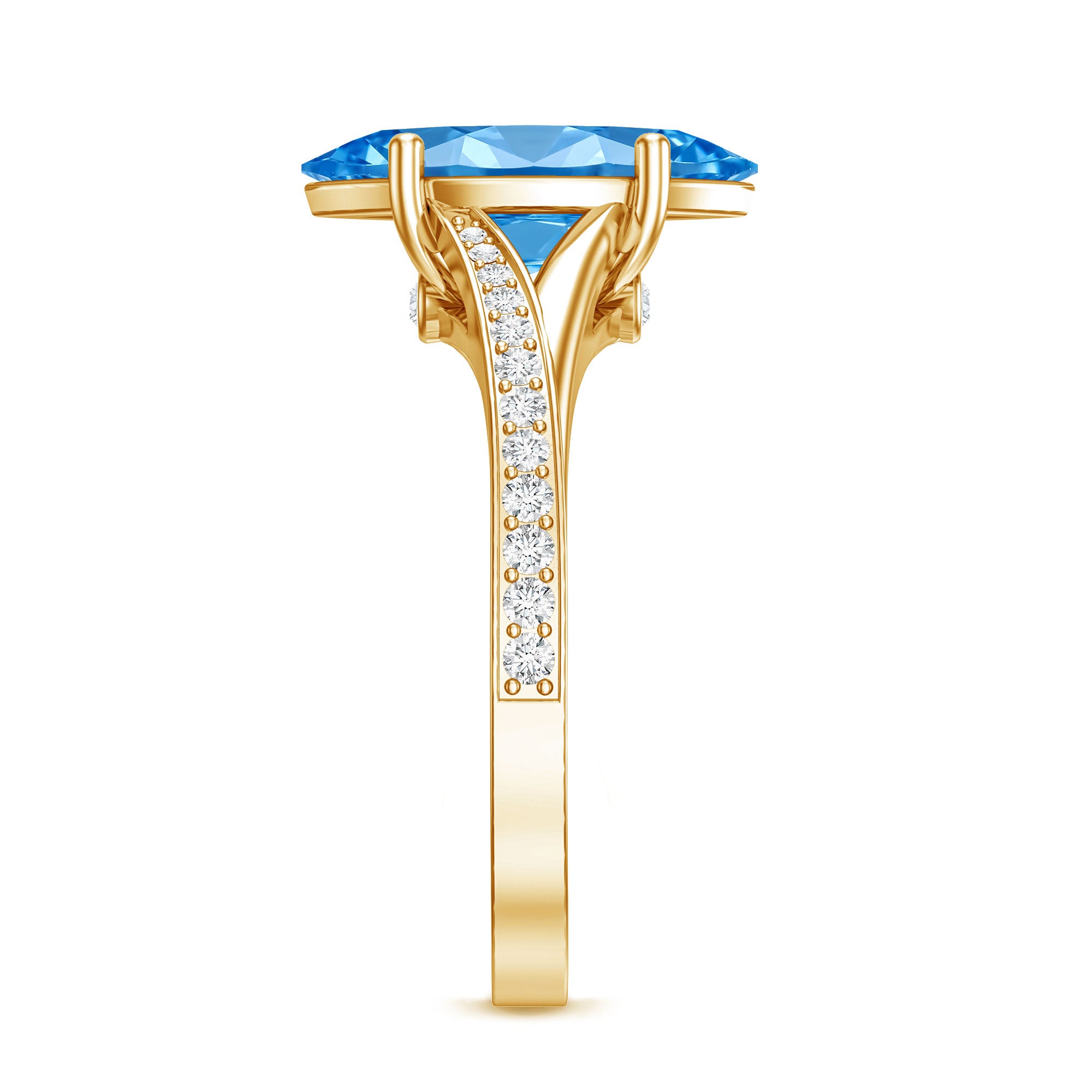 Rosec Jewels-IGI Certified 2 Carat Lab Grown Blue Diamond Split Shank Engagement Ring