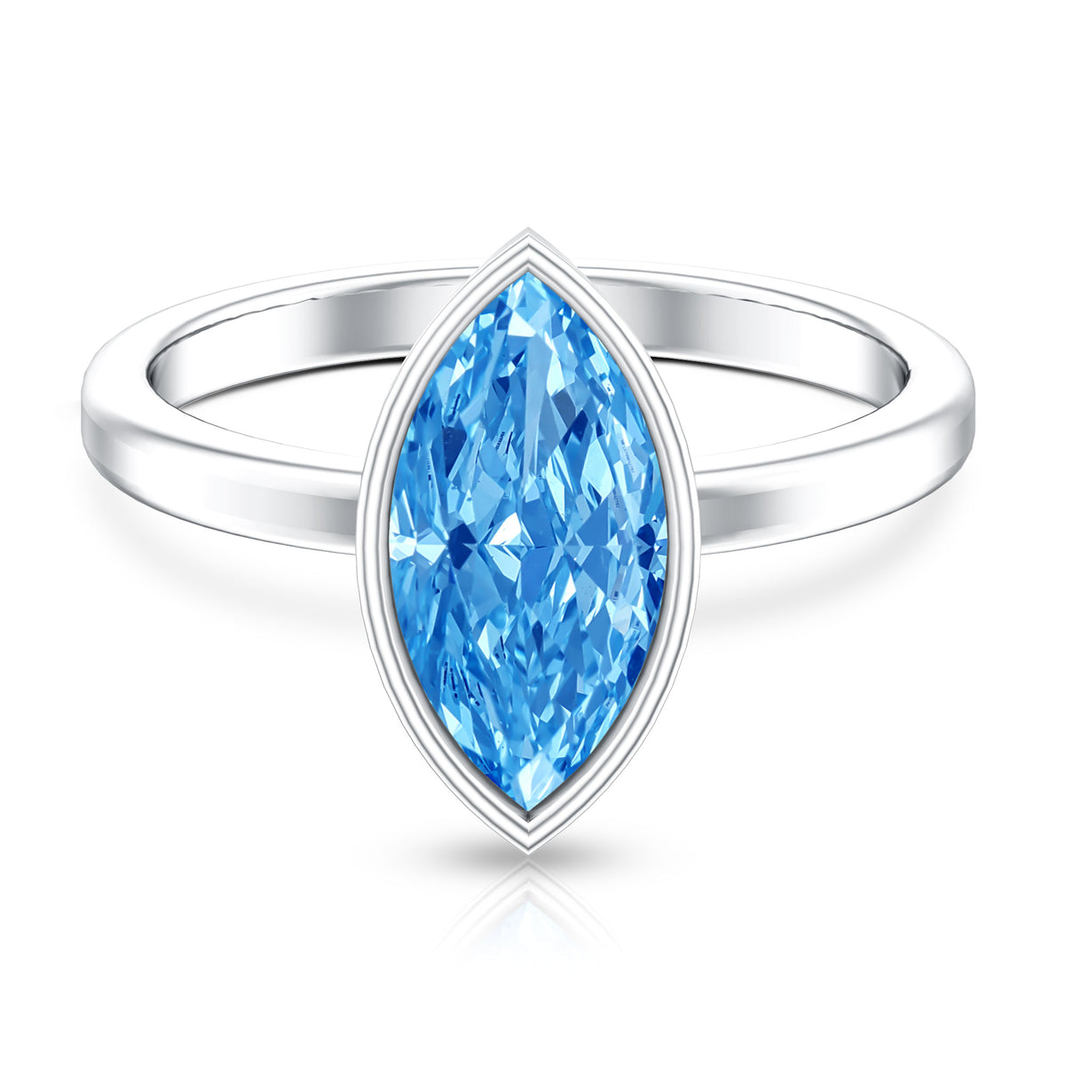2 Carat Lab Grown Blue Diamond Marquise Solitaire Engagement Ring IGI Certified Vivid Blue - VS1 - Rosec Jewels