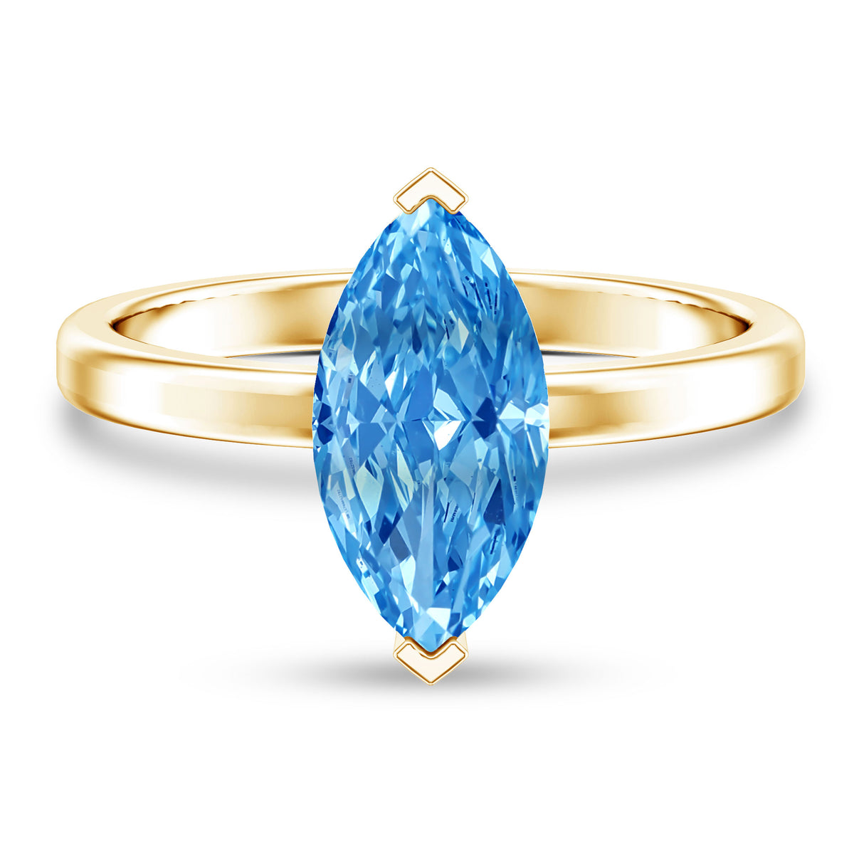 IGI Certified 4 Carat Engagement Ring with Solitaire Marquise Cut Lab Grown Blue Diamond Vivid Blue - VS1 - Rosec Jewels
