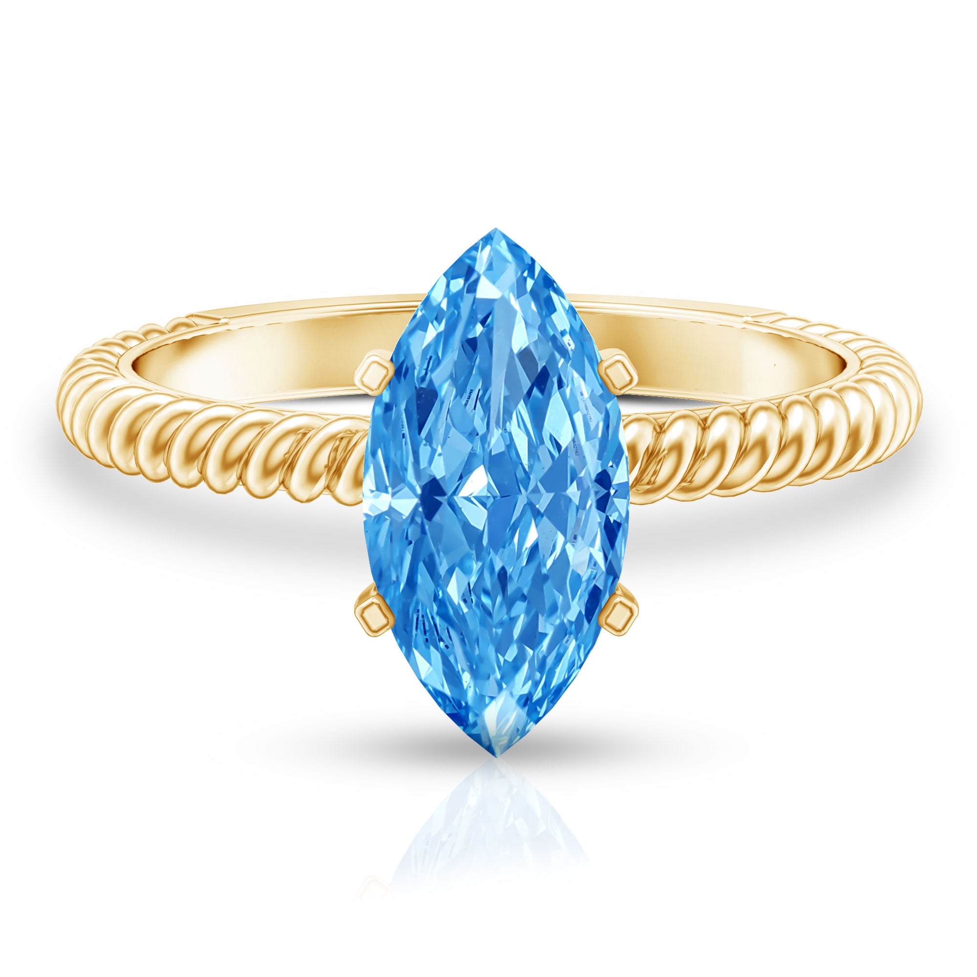 Rosec Jewels-Lab Grown 2 Carat Blue Diamond Marquise Solitaire Engagement Ring IGI Certified