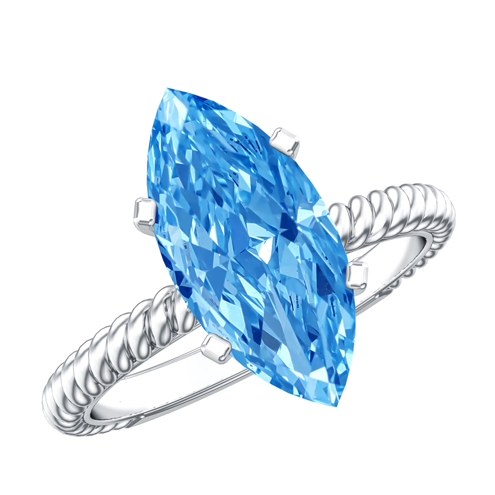 Rosec Jewels-IGI Certified 3 Carat Lab Grown Blue Diamond Solitaire Engagement Ring Marquise