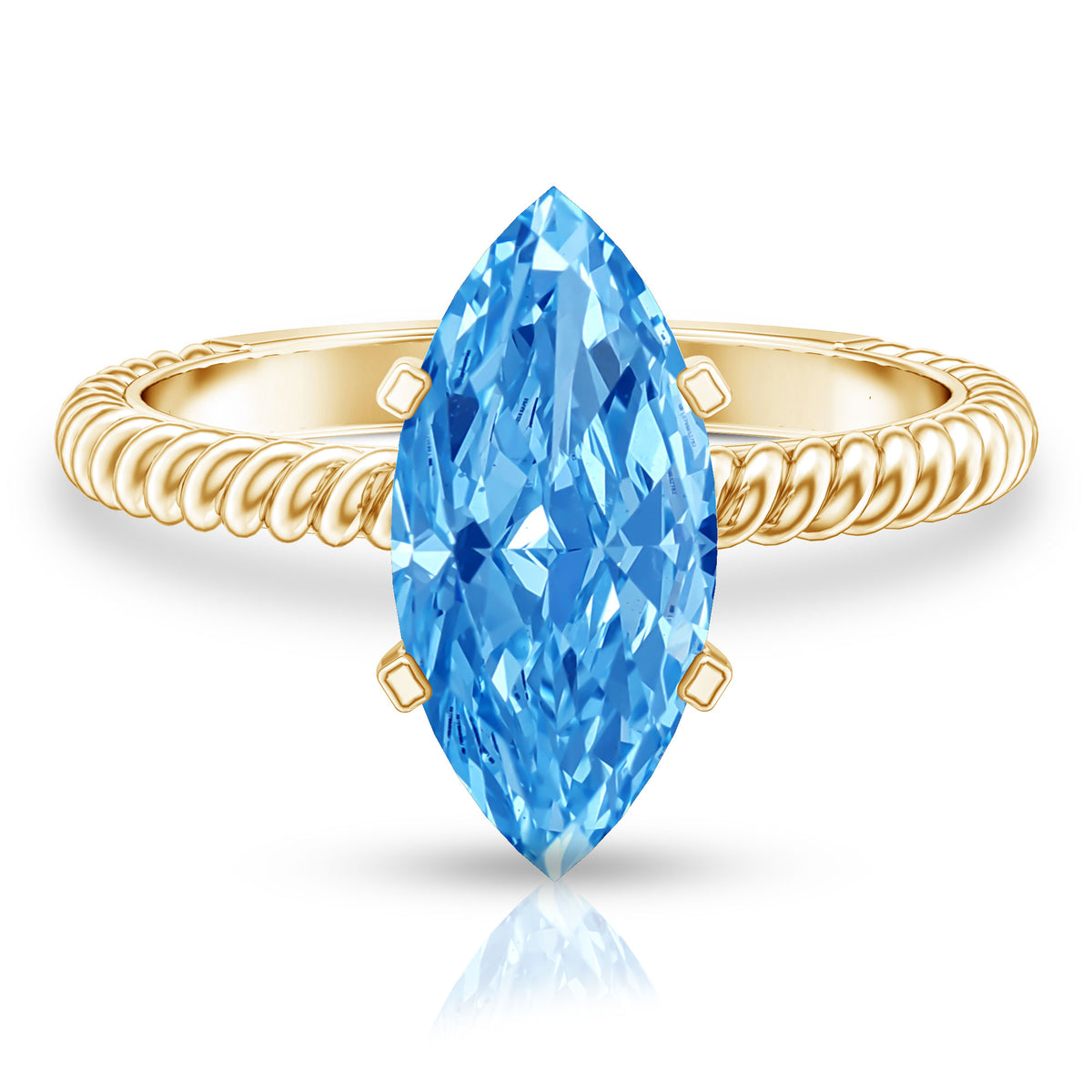 IGI Certified 3 Carat Marquise Lab Grown Blue Diamond Solitaire Engagement Ring Vivid Blue - VS1 - Rosec Jewels