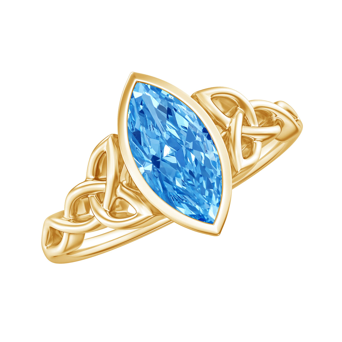 IGI Certified 1 Carat Marquise Lab Grown Blue Diamond Celtic Engagement Ring Vivid Blue - VS1 - Rosec Jewels