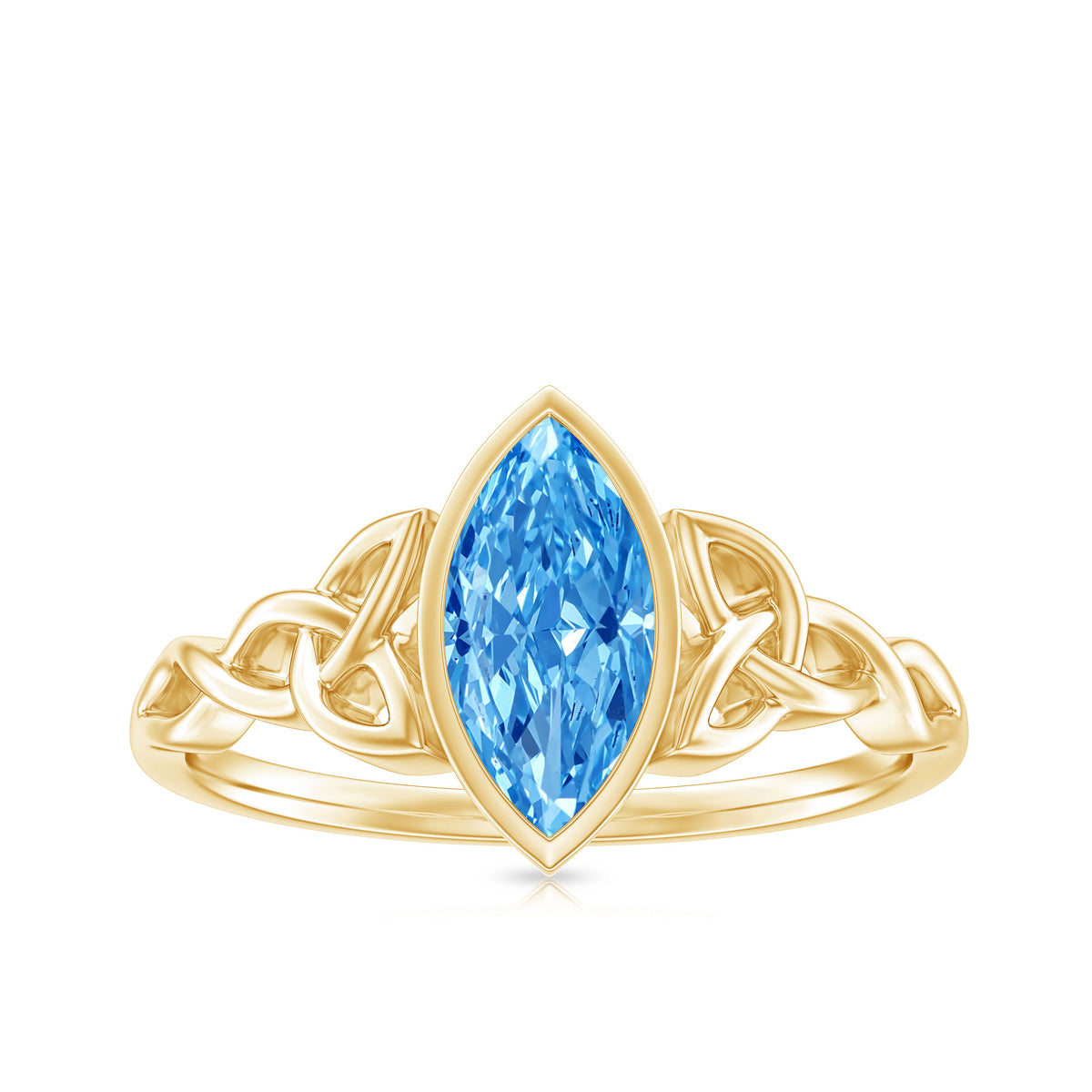 IGI Certified 1 Carat Marquise Lab Grown Blue Diamond Celtic Engagement Ring Vivid Blue - VS1 - Rosec Jewels