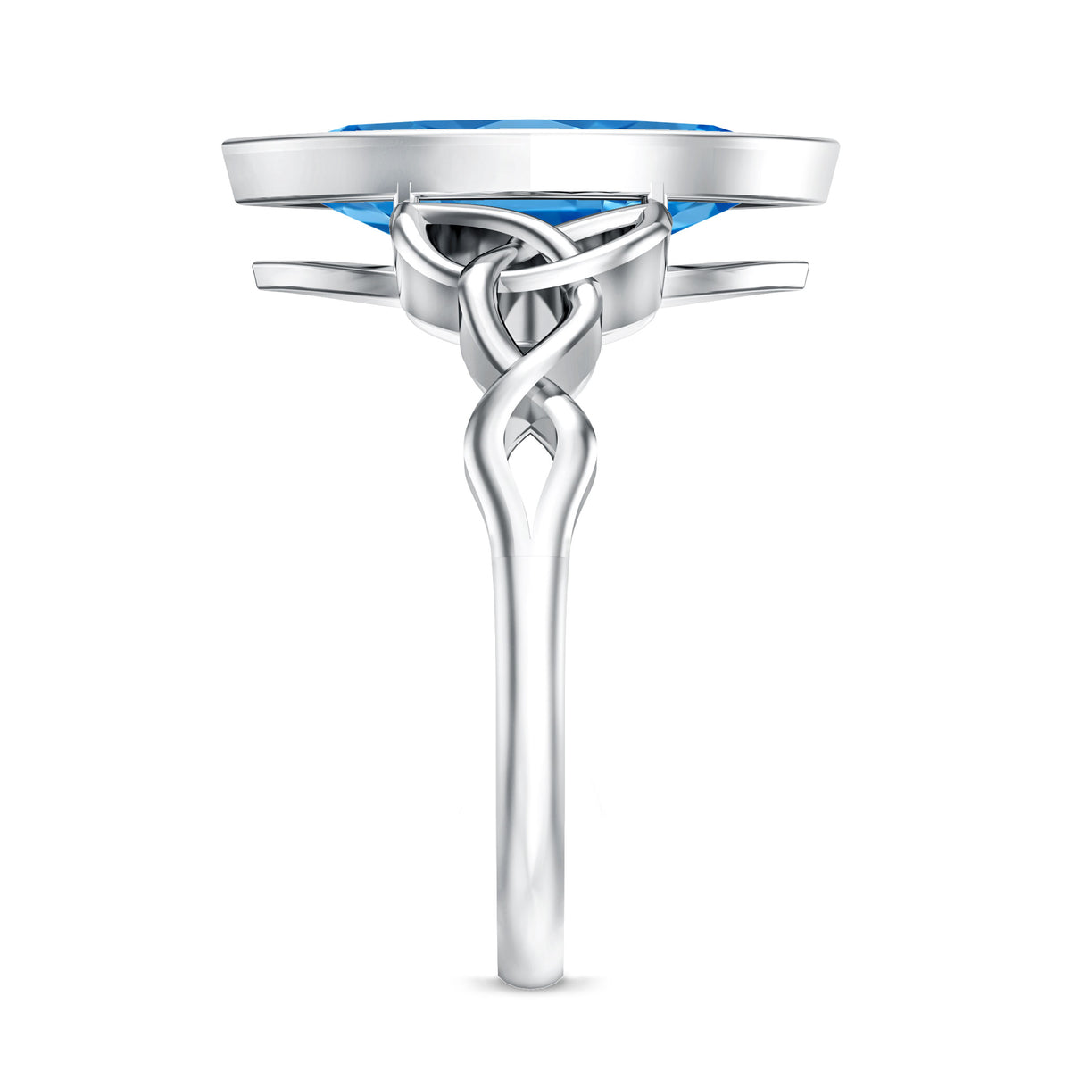 IGI Certified 3 Carat Marquise Lab Grown Blue Diamond Celtic Engagement Ring Vivid Blue - VS1 - Rosec Jewels