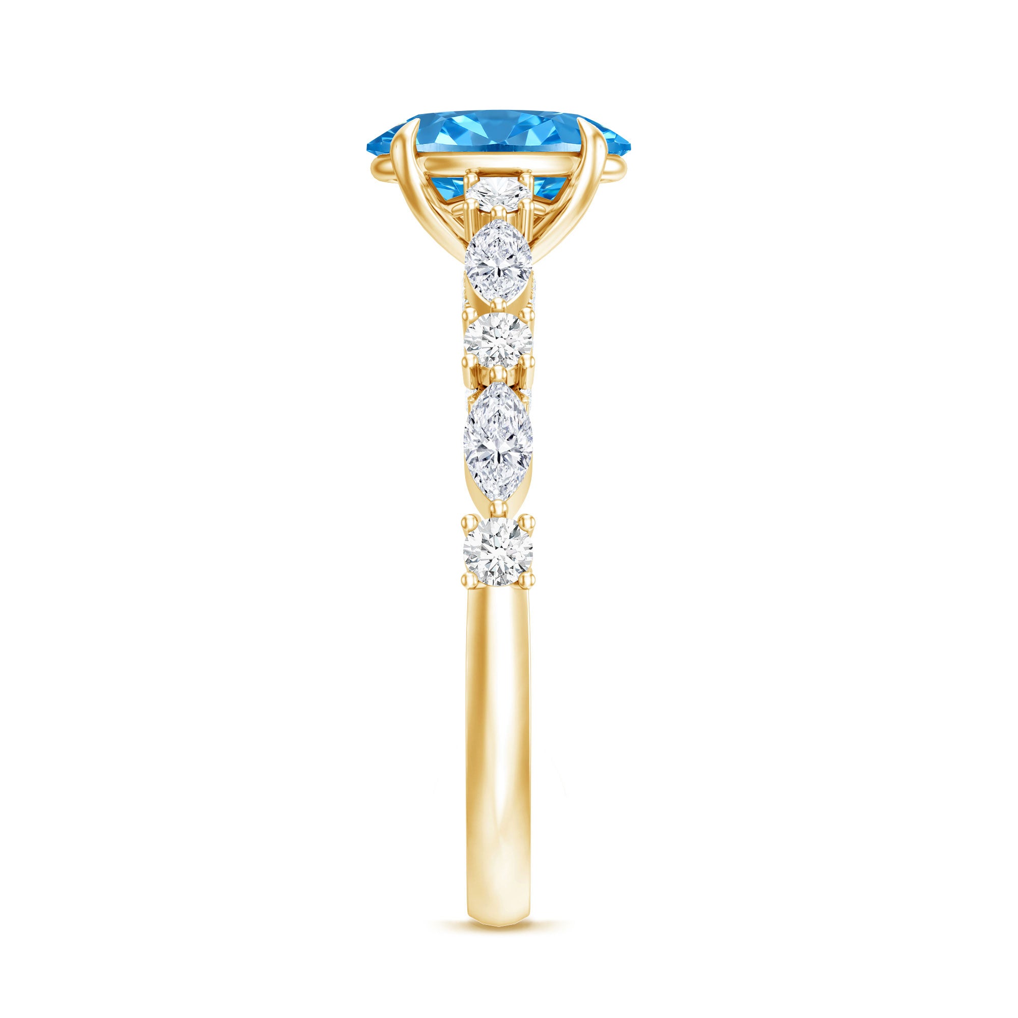 Rosec Jewels-1 Carat Oval Shaped Lab Created Blue Diamond Engagement Ring IGI Certified