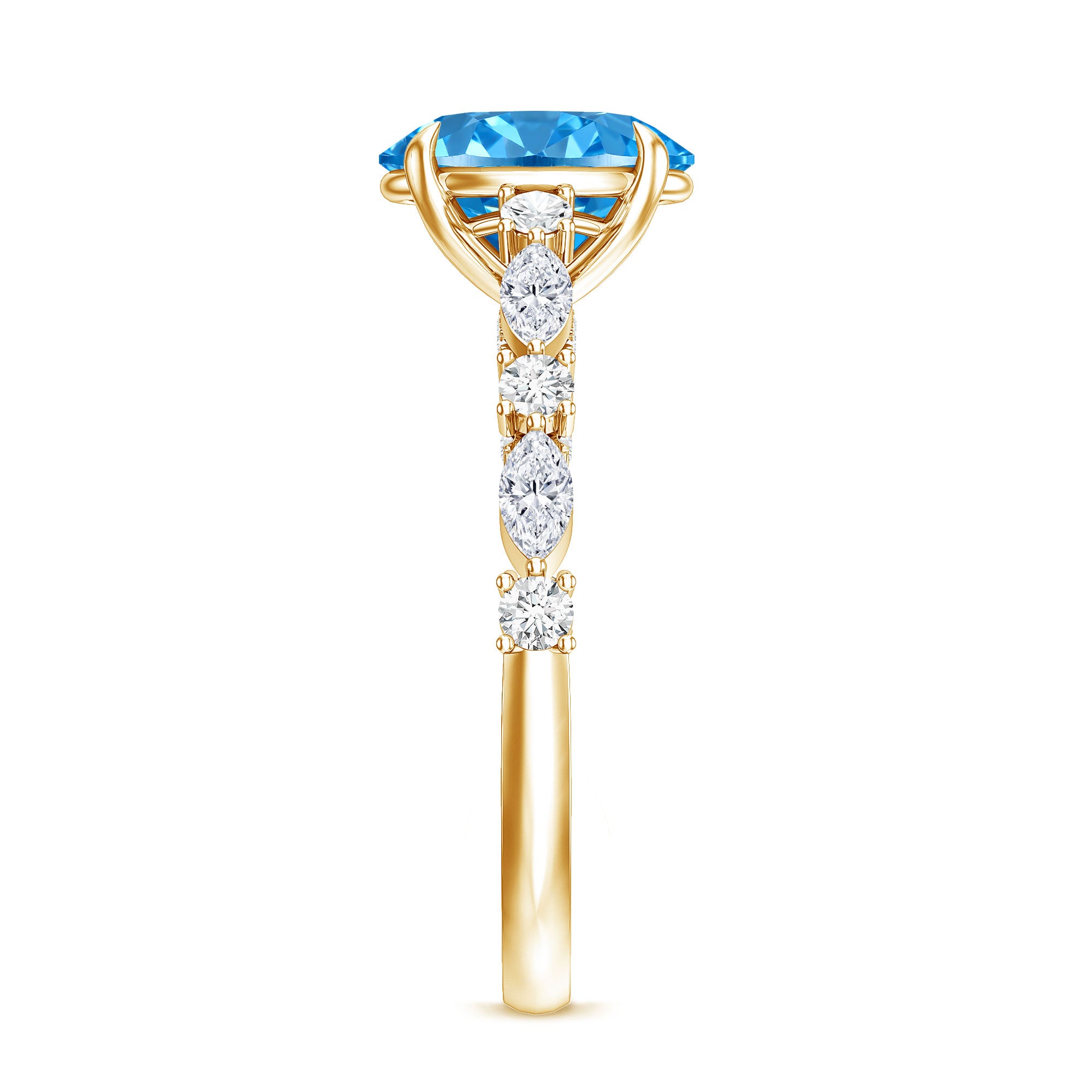 Rosec Jewels-2 Carat Lab Grown Blue Diamond Oblong Engagement Ring with IGI Certificate