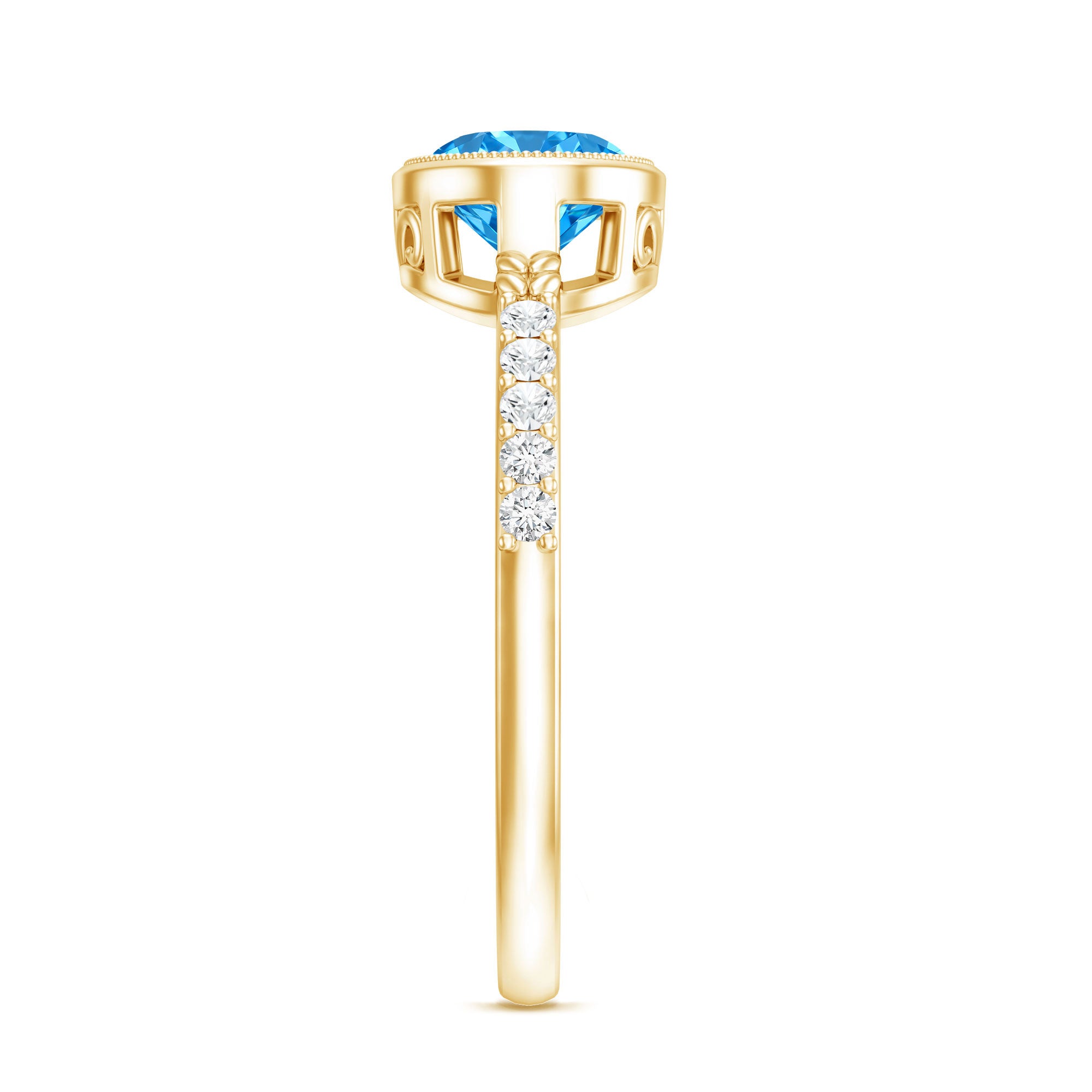 Rosec Jewels-1 Carat Oval Lab Grown Blue Diamond East West Engagement Ring IGI Certified