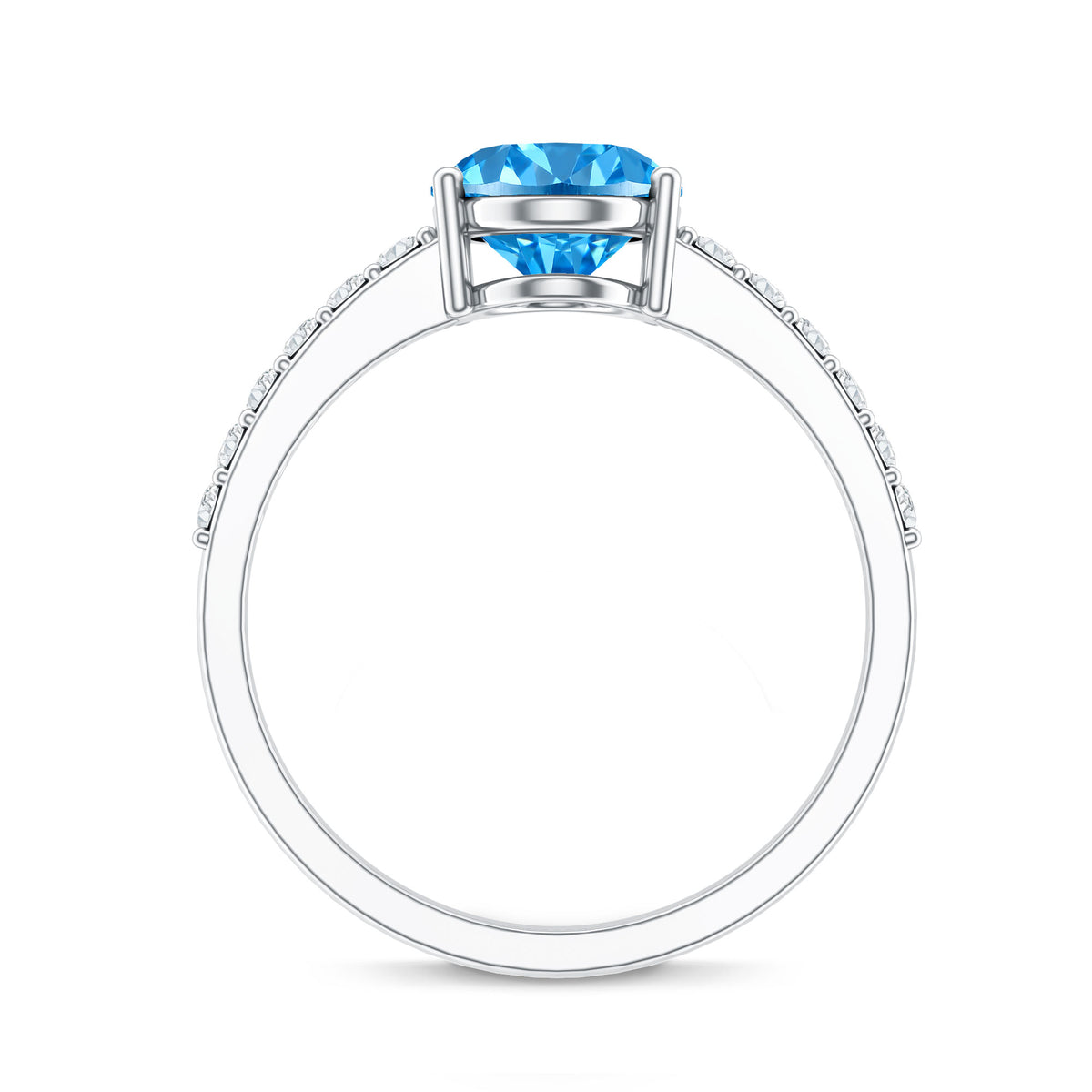 IGI Certified 3 Carat Oval Lab Grown Blue Diamond Engagement Ring with Side Stone Vivid Blue - VS1 - Rosec Jewels