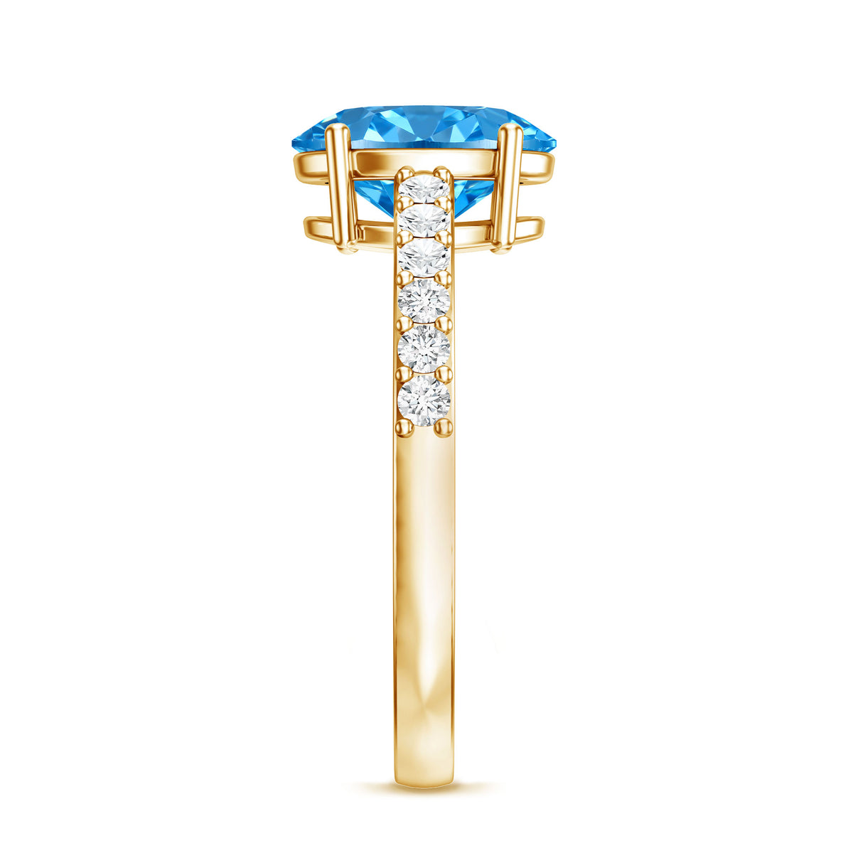 IGI Certified 3 Carat Oval Lab Grown Blue Diamond Engagement Ring with Side Stone Vivid Blue - VS1 - Rosec Jewels
