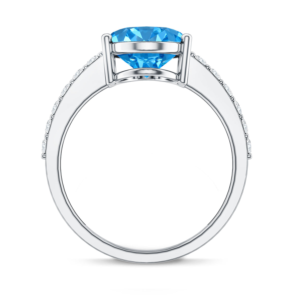 IGI Certified 4 Carat Oval Lab Grown Blue Diamond Engagement Ring with Side Stones Vivid Blue - VS1 - Rosec Jewels