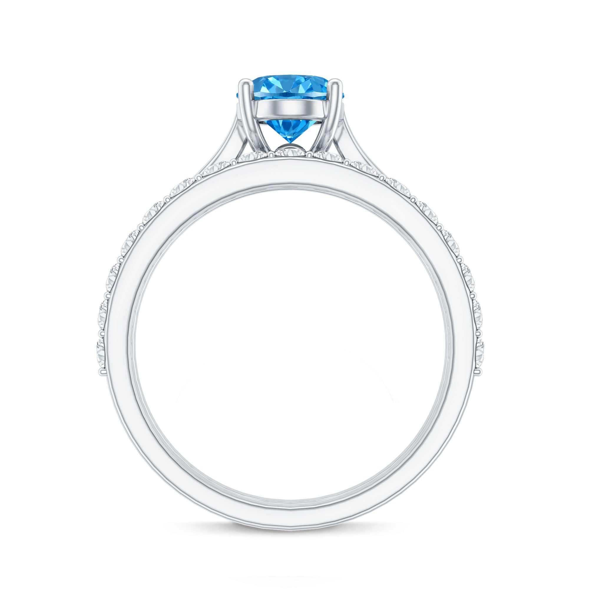 Rosec Jewels-IGI Certified Oval 1 Carat Lab Grown Blue Diamond Wedding Ring Set