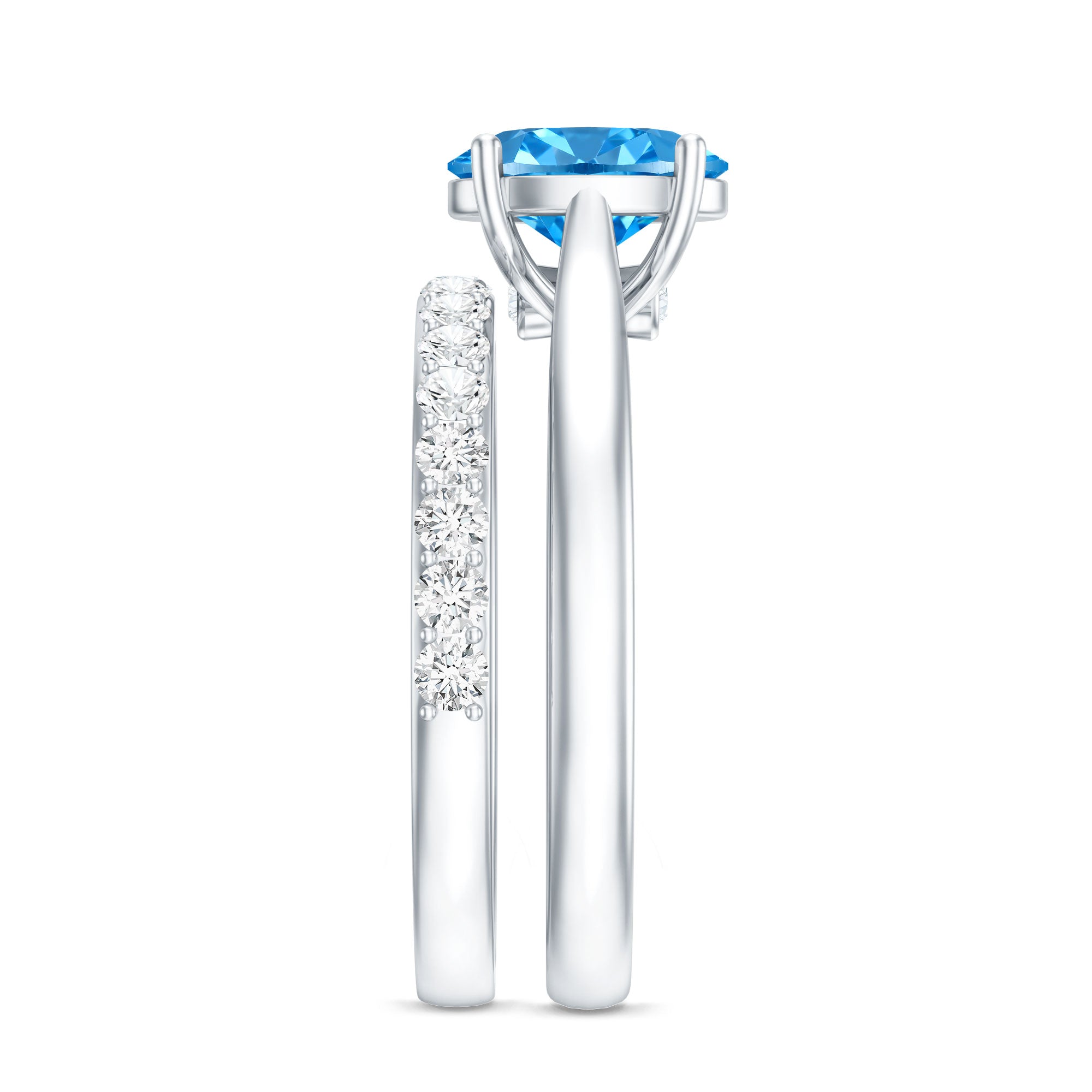 Rosec Jewels-IGI Certified Oval 1 Carat Lab Grown Blue Diamond Wedding Ring Set