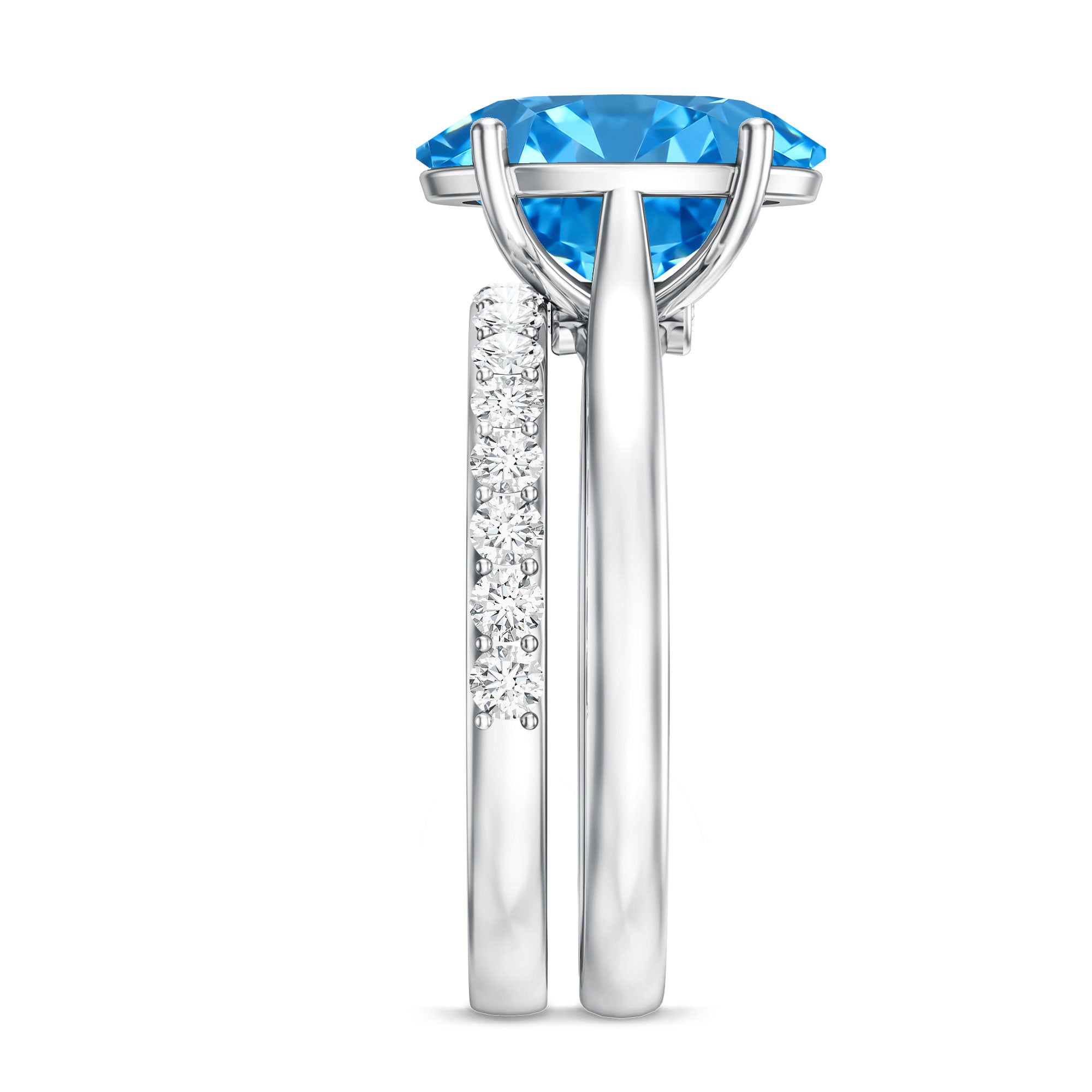 Rosec Jewels-Lab Grown Blue Diamond 3 Carat Oval Bridal Ring Set with IGI Certificate
