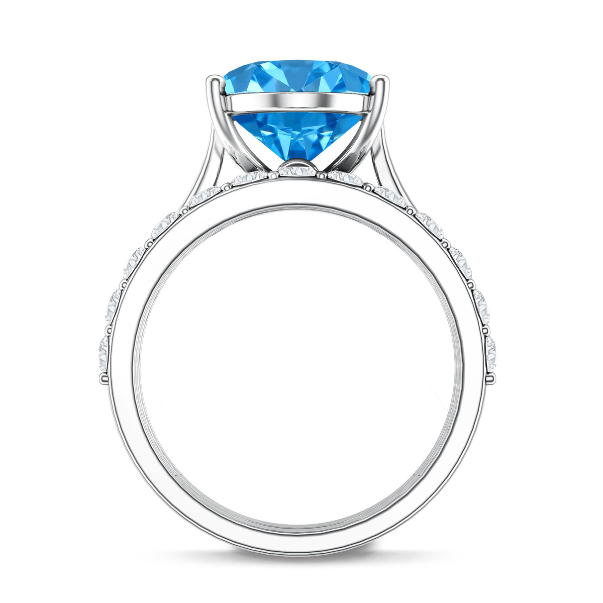 IGI Certified 4 Carat Oval Lab Grown Blue Diamond Engagement Ring with Enhancer Vivid Blue - VS1 - Rosec Jewels