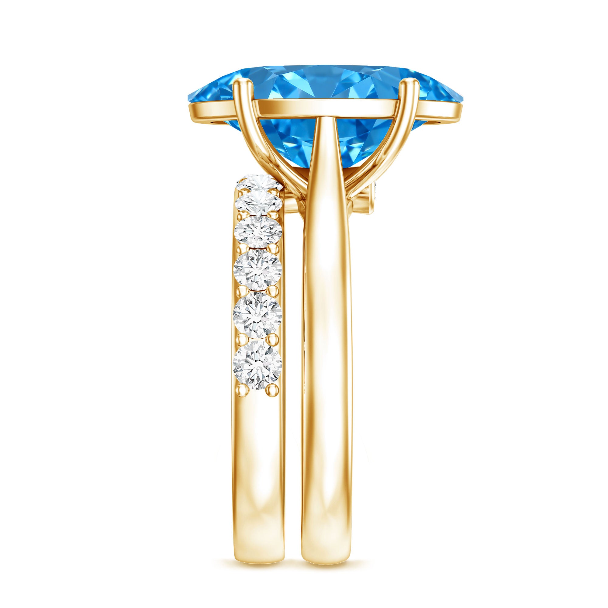 Rosec Jewels-5 Carat Oval Lab Grown Blue Diamond Engagement Ring and Wedding Band with IGI Certificate