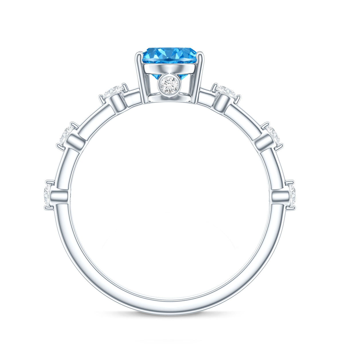 Oval Shaped 1 Carat Lab Grown Blue Diamond Solitaire Ring with IGI Certificate Vivid Blue - VS1 - Rosec Jewels