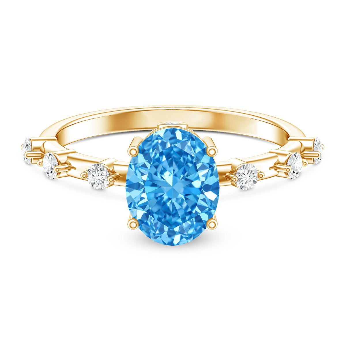 IGI Certified Lab Grown Blue Diamond Oval Engagement Ring 2 Carat Vivid Blue - VS1 - Rosec Jewels