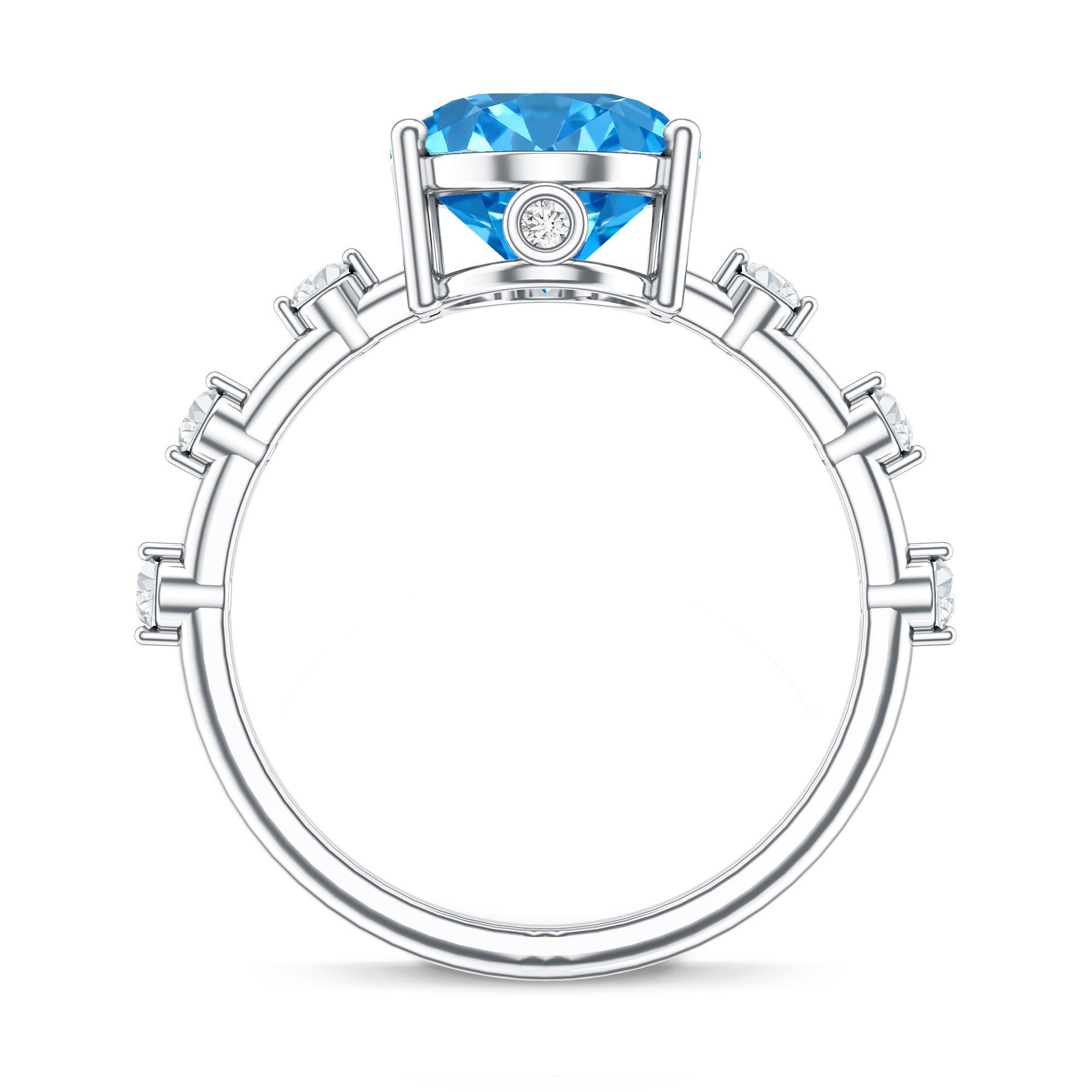 Rosec Jewels-IGI Certified 3 Carat Lab Created Oval Blue Diamond Engagement Ring