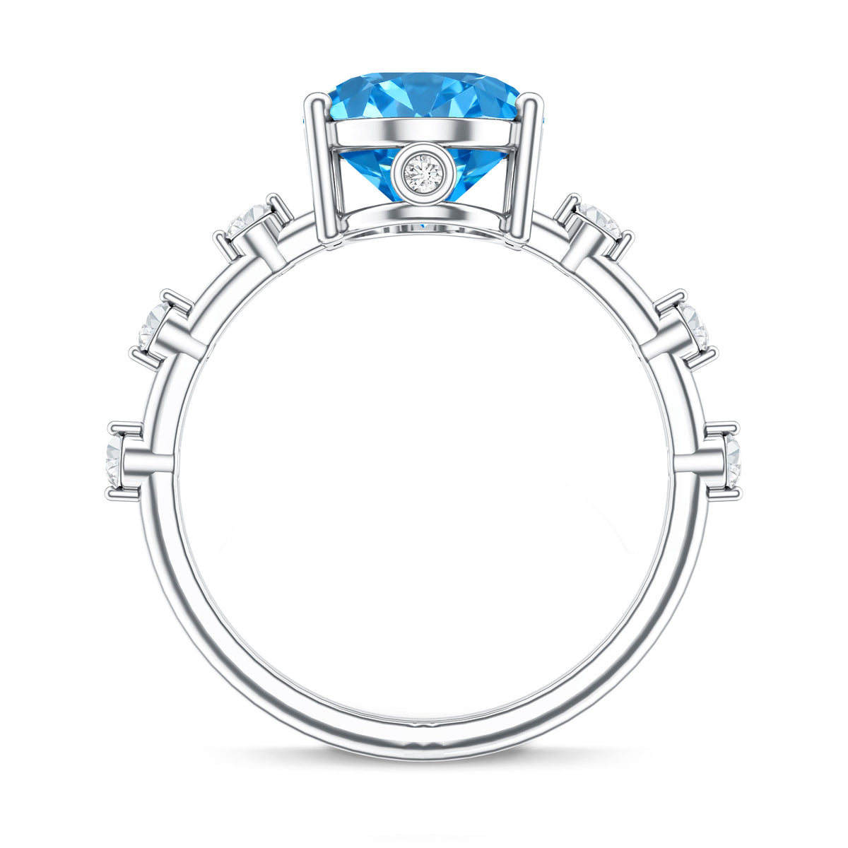 IGI Certified 3 Carat Lab Created Oval Blue Diamond Engagement Ring Vivid Blue - VS1 - Rosec Jewels