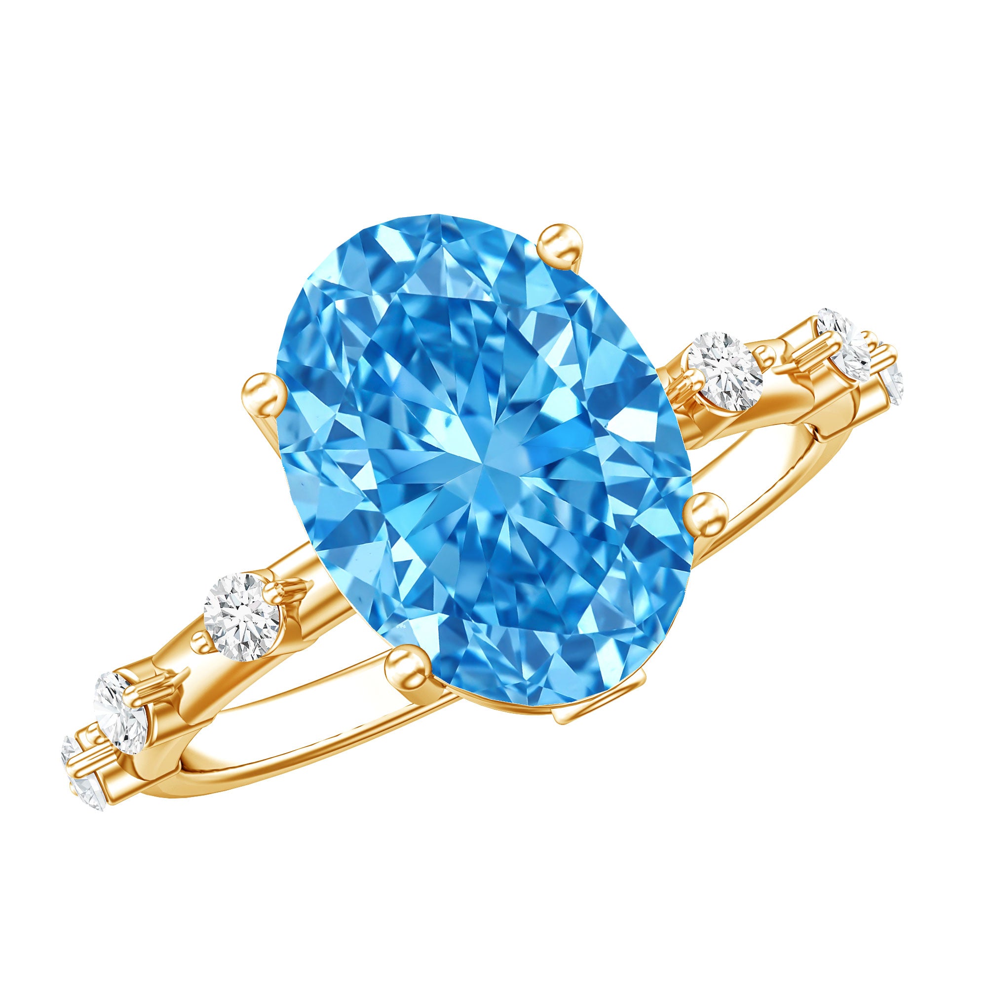 Rosec Jewels-IGI Certified 3 Carat Lab Created Oval Blue Diamond Engagement Ring