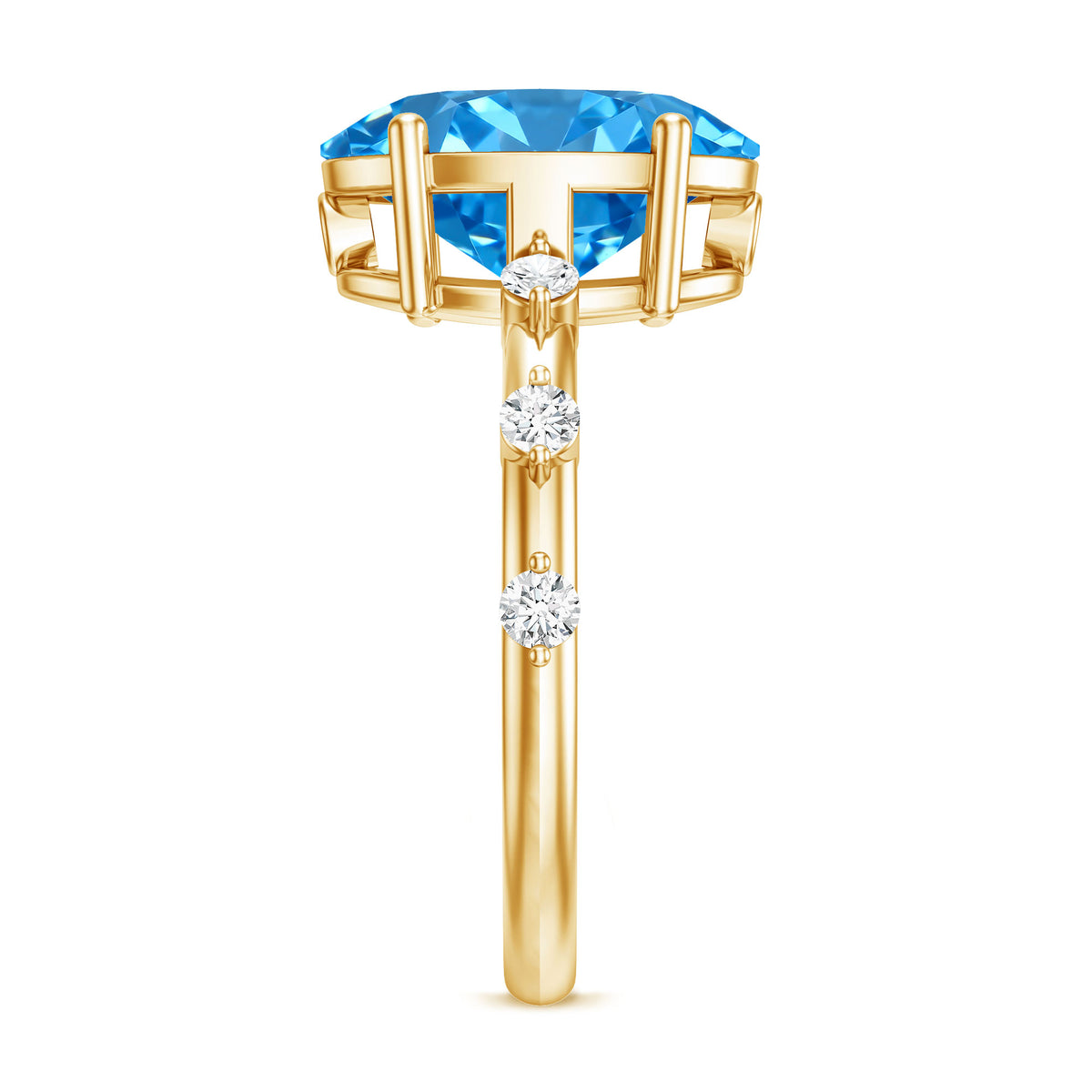 IGI Certified 3 Carat Lab Created Oval Blue Diamond Engagement Ring Vivid Blue - VS1 - Rosec Jewels