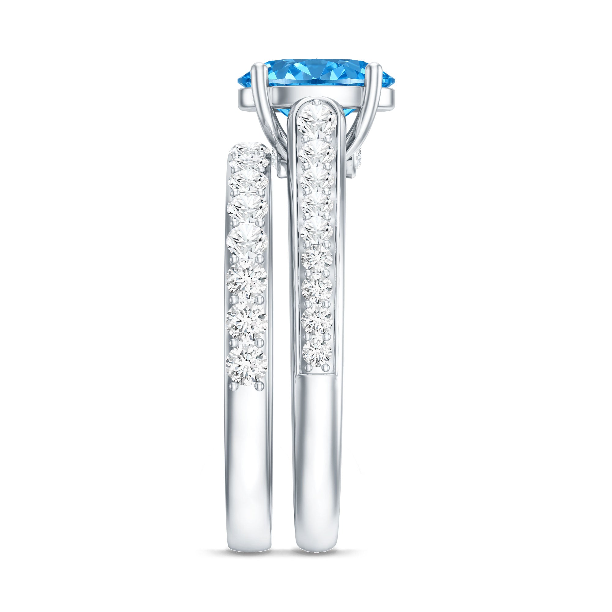 Rosec Jewels-Oval Shaped 1 Carat Lab Grown Blue Diamond Bridal Ring Set IGI Certified