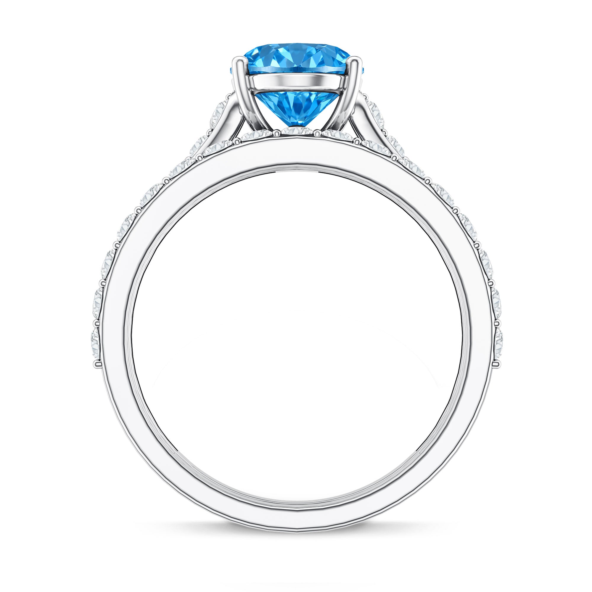 Rosec Jewels-IGI Certified Lab Grown 2 Carat Blue Diamond Oval Engagement Ring with Enhancer