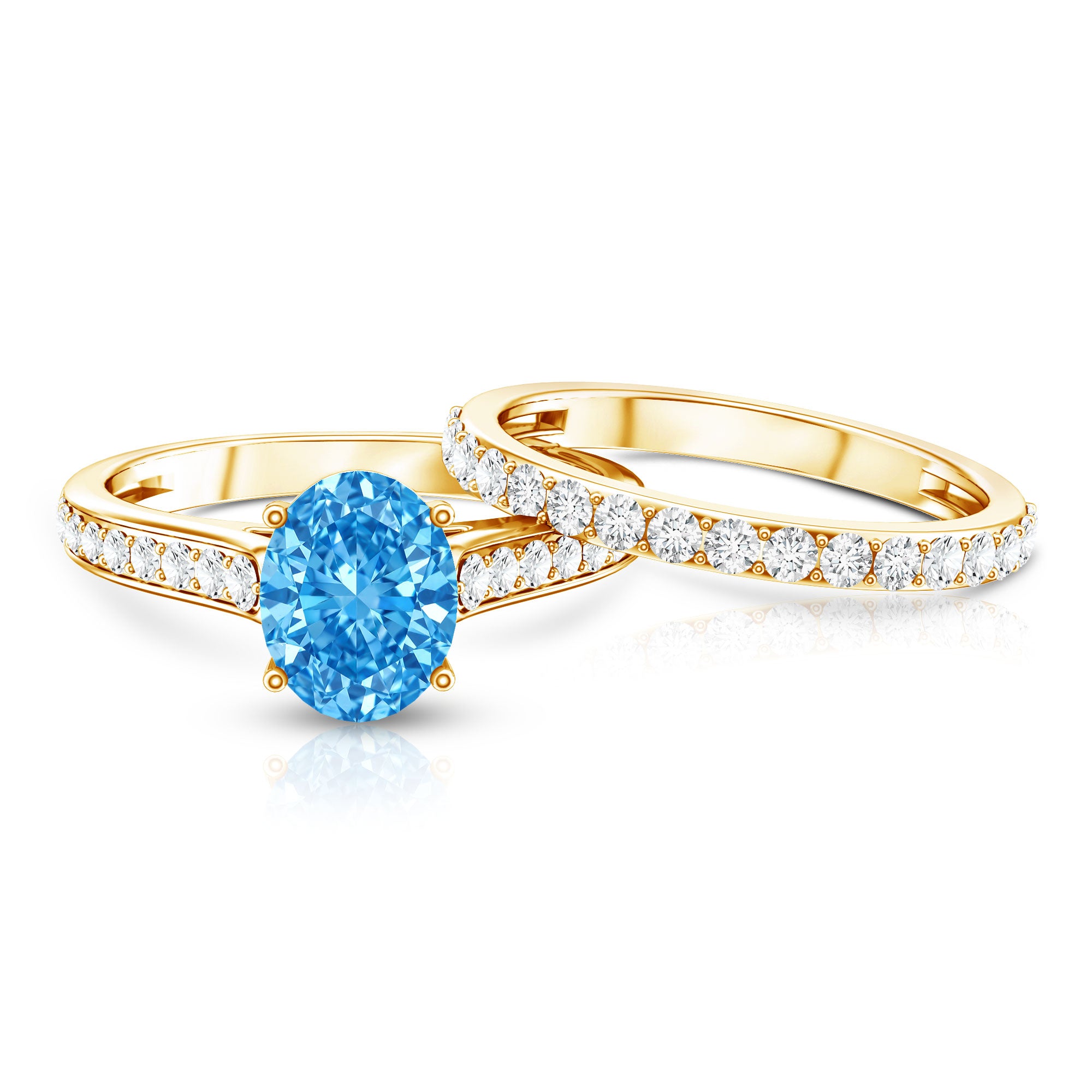Rosec Jewels-IGI Certified Lab Grown 2 Carat Blue Diamond Oval Engagement Ring with Enhancer