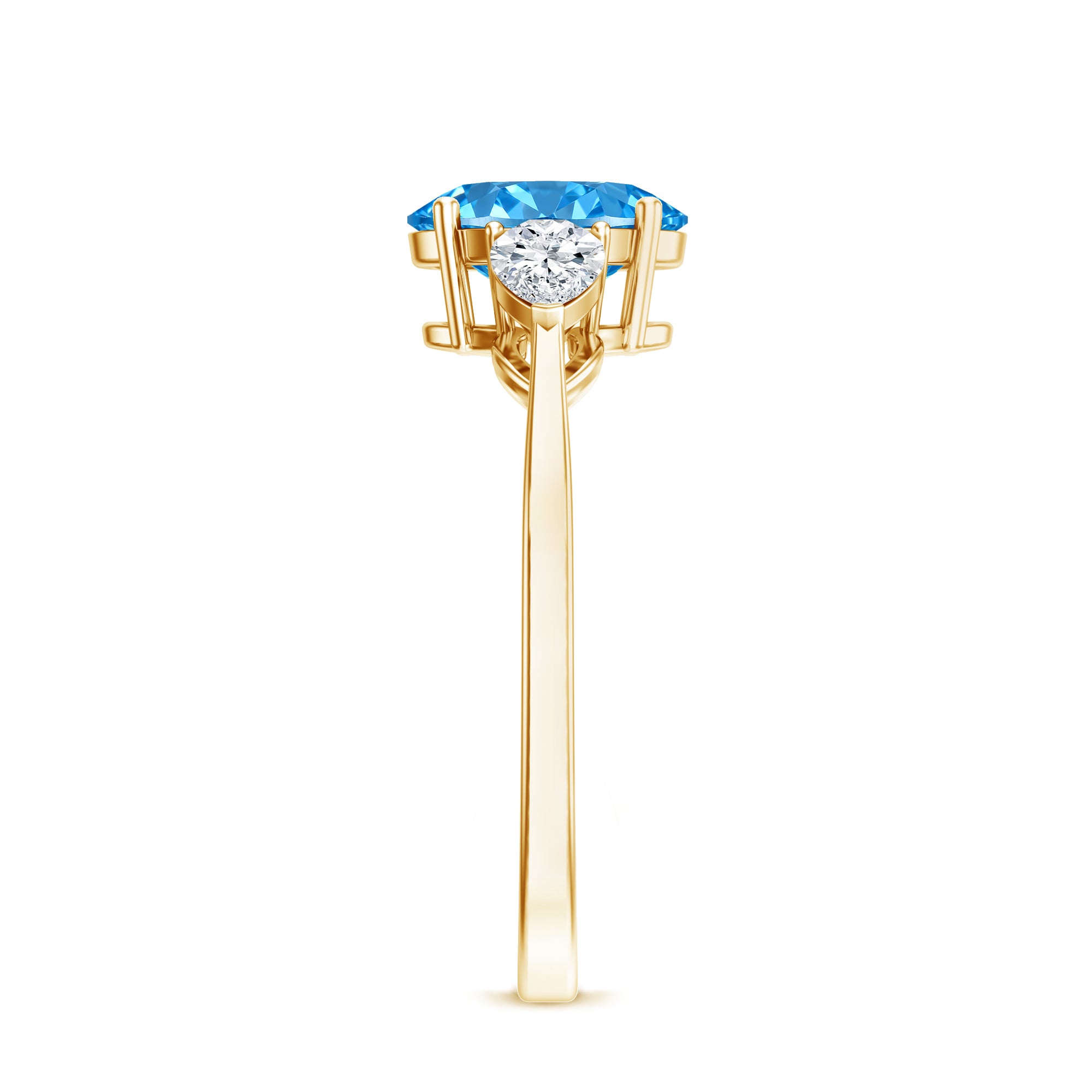 Rosec Jewels-IGI Certified 1 Carat Lab Grown Blue and White Diamond Three Stone Engagement Ring