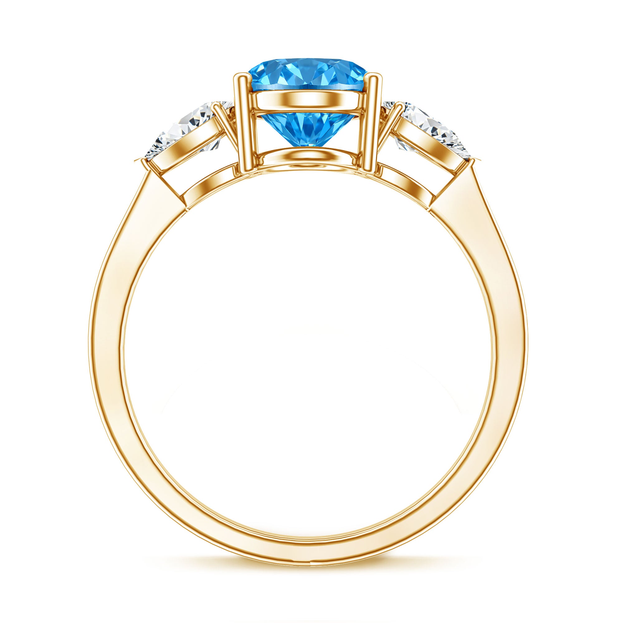 Rosec Jewels-IGI Certified 2 Carat Oval Lab Grown Blue Diamond Three Stone Engagement Ring