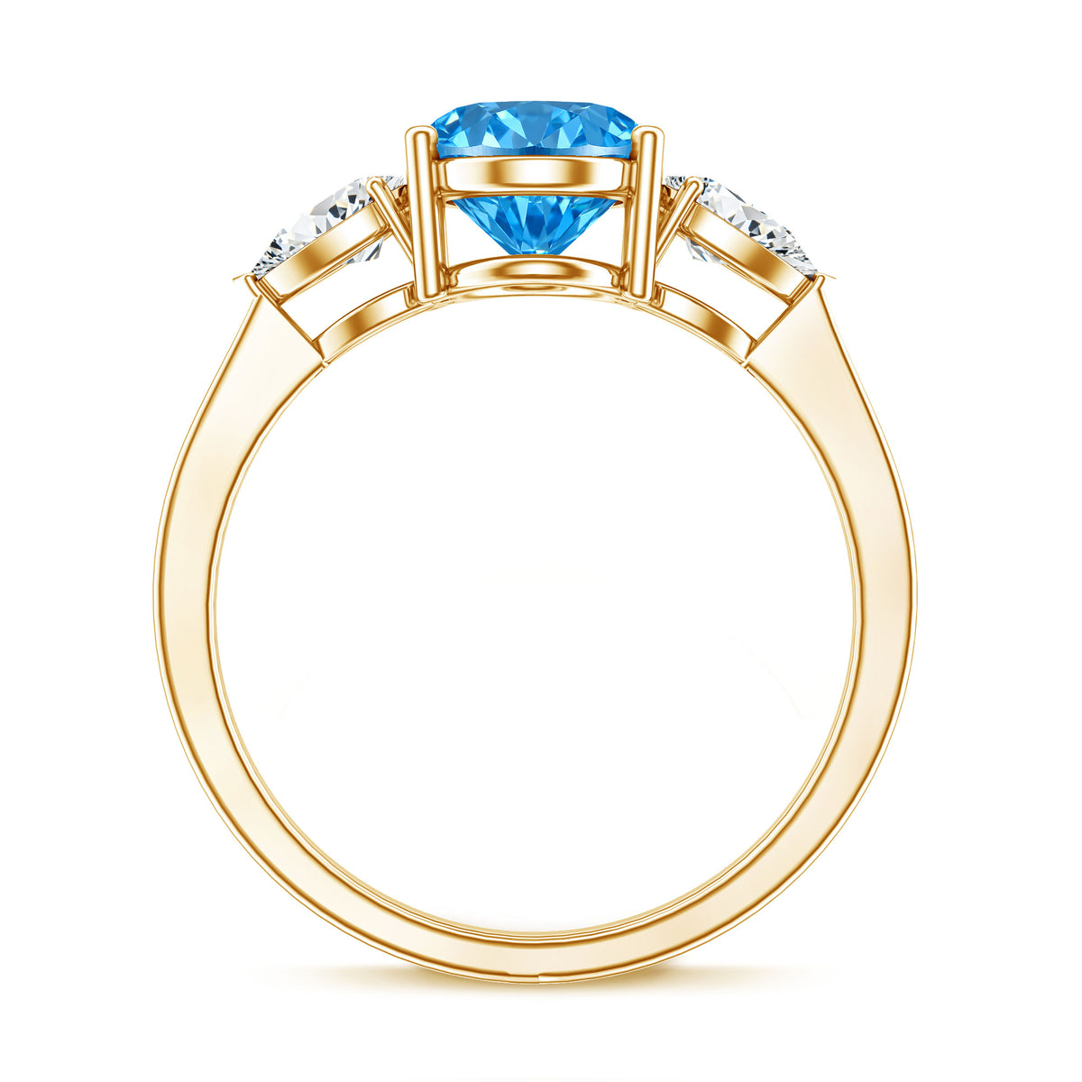 IGI Certified 2 Carat Oval Lab Grown Blue Diamond Three Stone Engagement Ring Vivid Blue - VS1 - Rosec Jewels