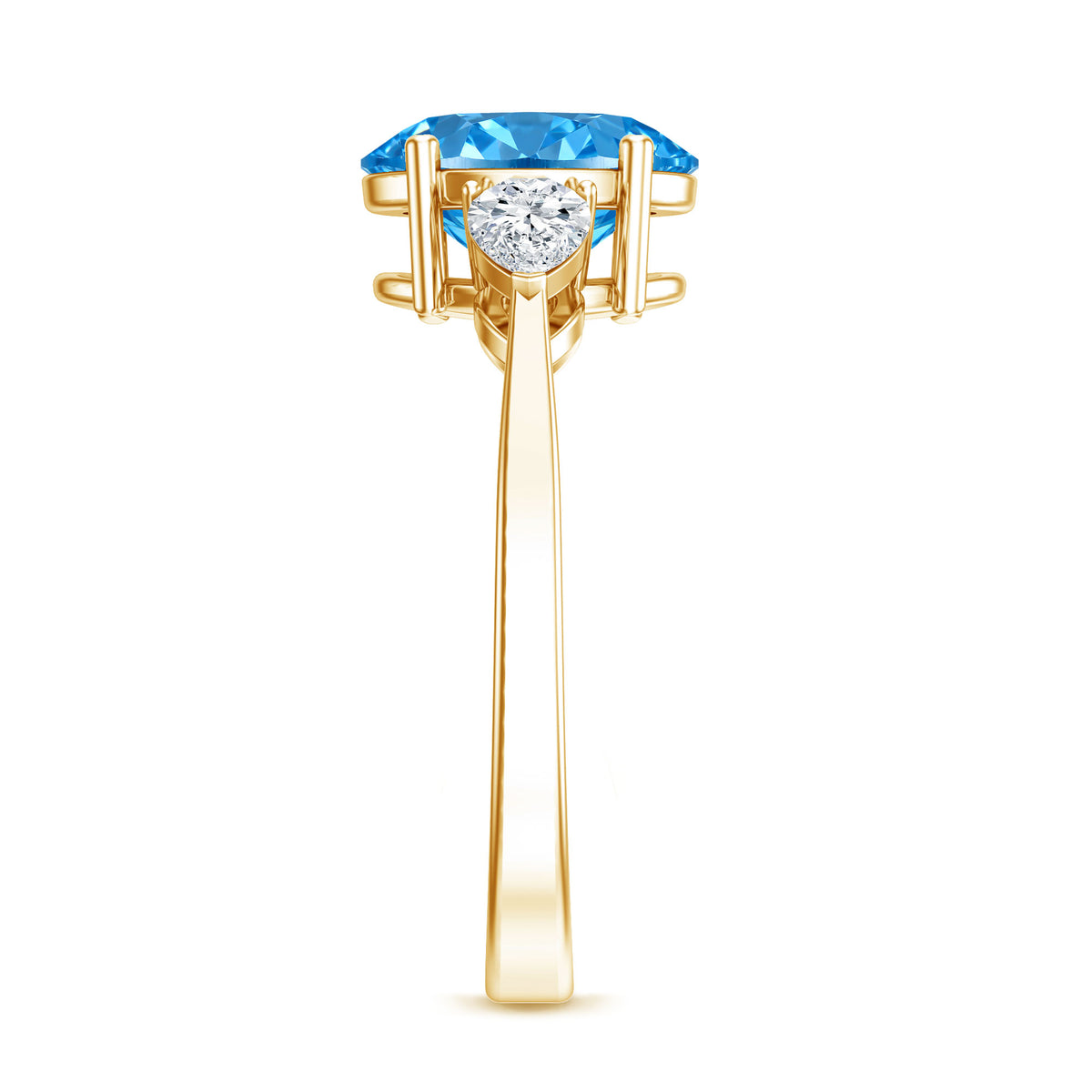 IGI Certified 2 Carat Oval Lab Grown Blue Diamond Three Stone Engagement Ring Vivid Blue - VS1 - Rosec Jewels