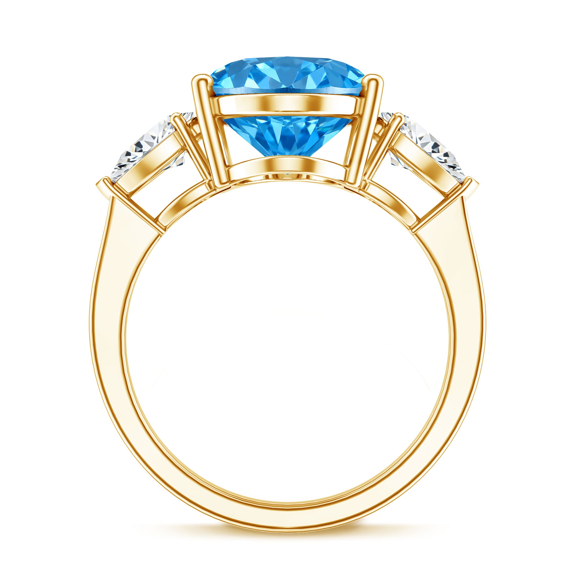 Rosec Jewels-IGI Certified Lab Grown Blue and White Diamond Triple Stone Engagement Ring 5 Carat