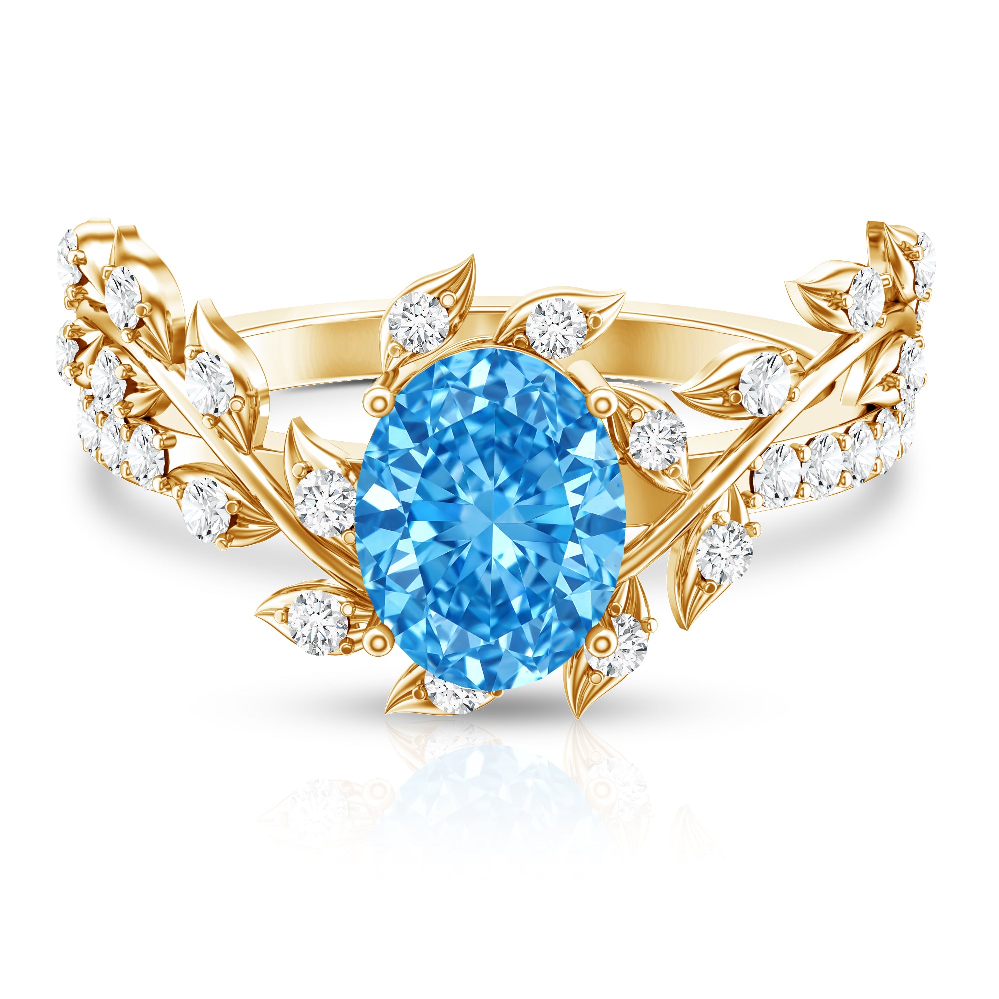 Rosec Jewels-Oval Shaped 1 Carat Lab Grown Blue Diamond Designer Engagement Ring IGI Certified