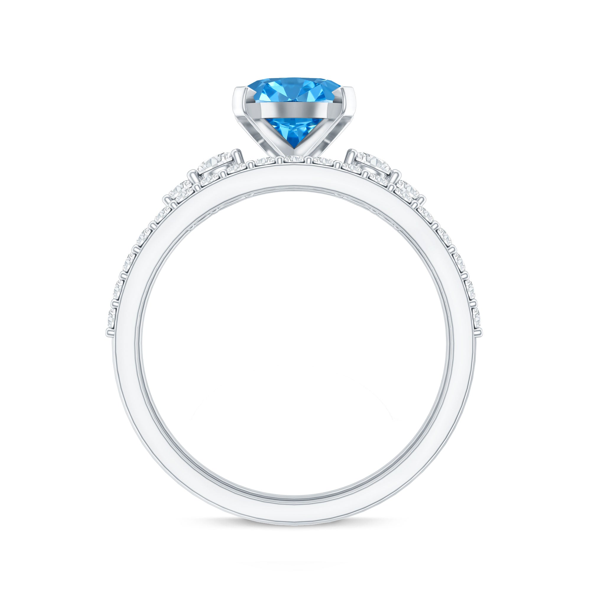 Rosec Jewels-2 Carat Lab Grown Blue Diamond Oval Wedding Ring Set with IGI Certified