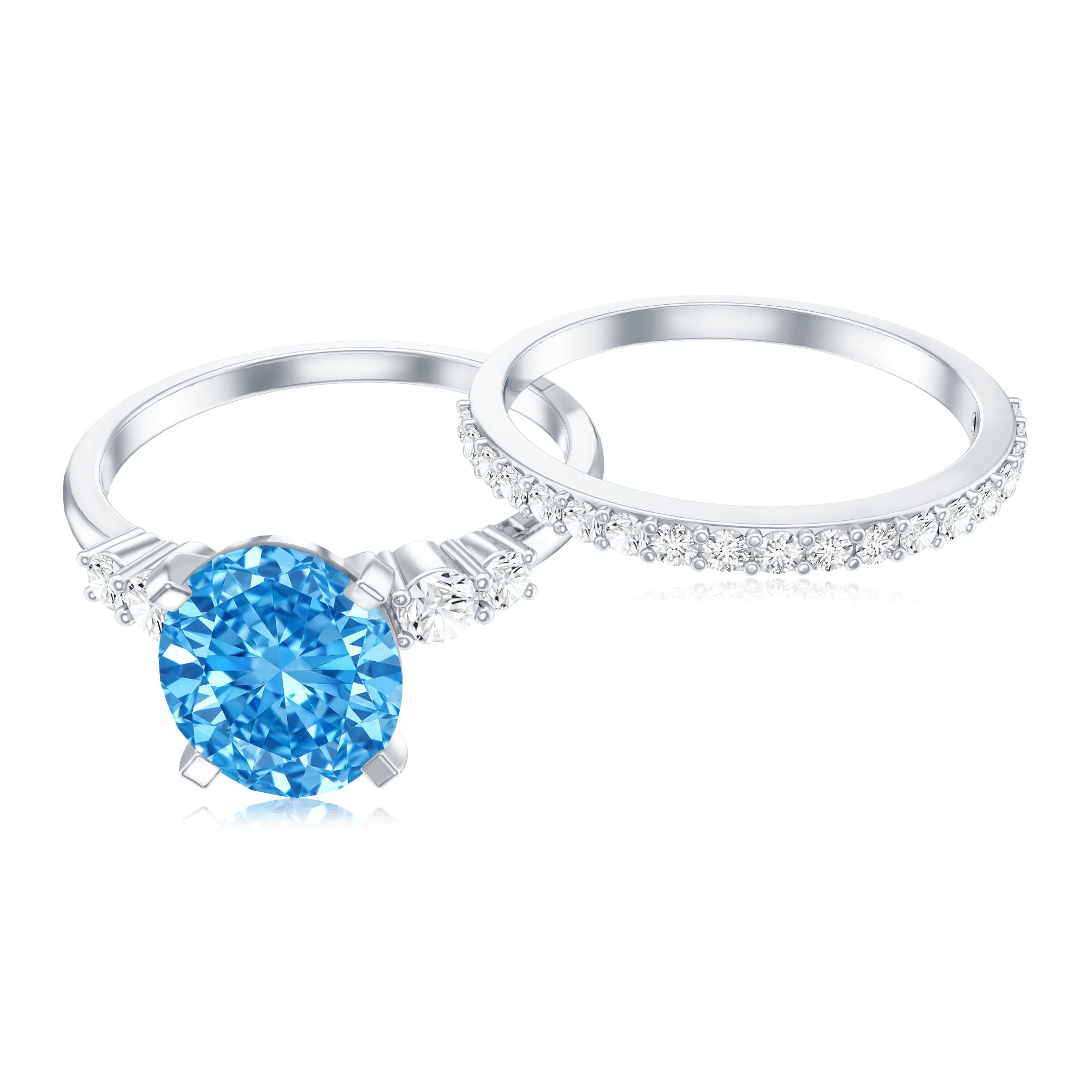 Rosec Jewels-2 Carat Lab Grown Blue Diamond Oval Wedding Ring Set with IGI Certified