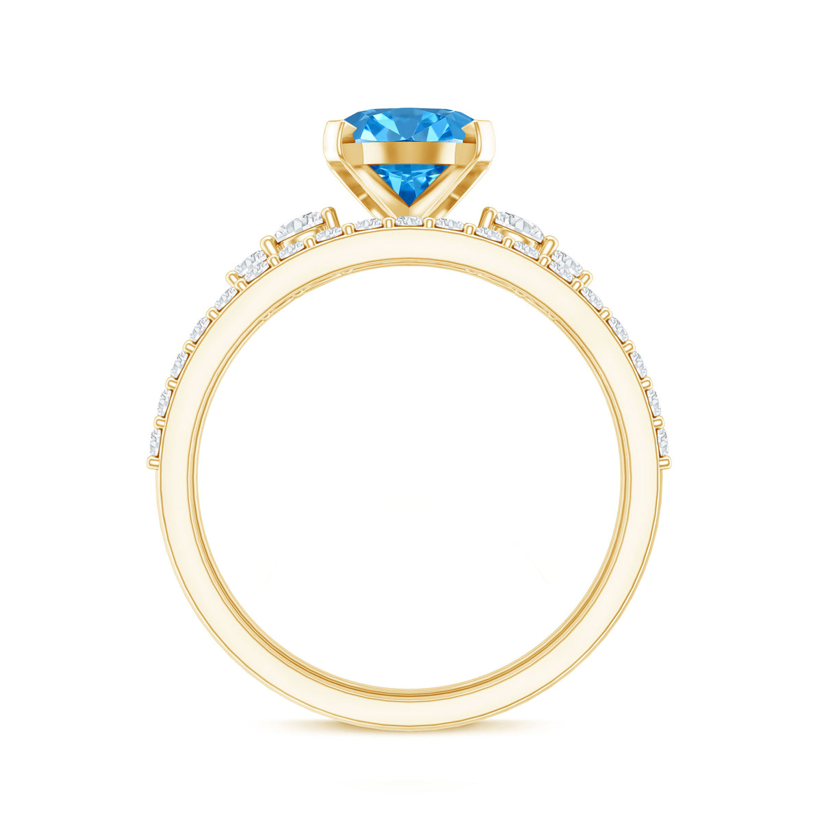 2 Carat Lab Grown Blue Diamond Oval Wedding Ring Set with IGI Certified Vivid Blue - VS1 - Rosec Jewels