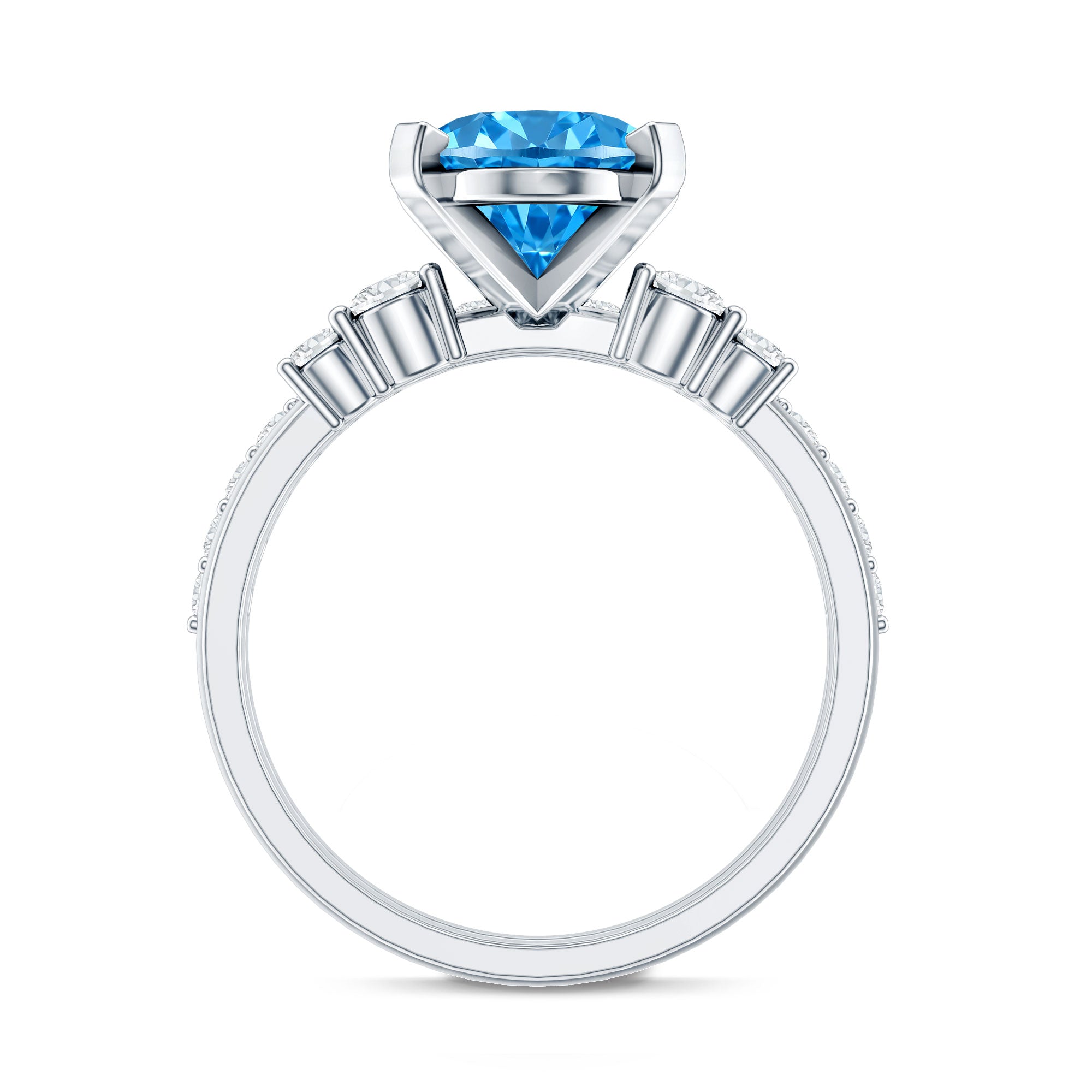 Rosec Jewels-IGI Certified 4 Carat Lab Grown Blue Diamond Oval Engagement Ring with Wedding Band
